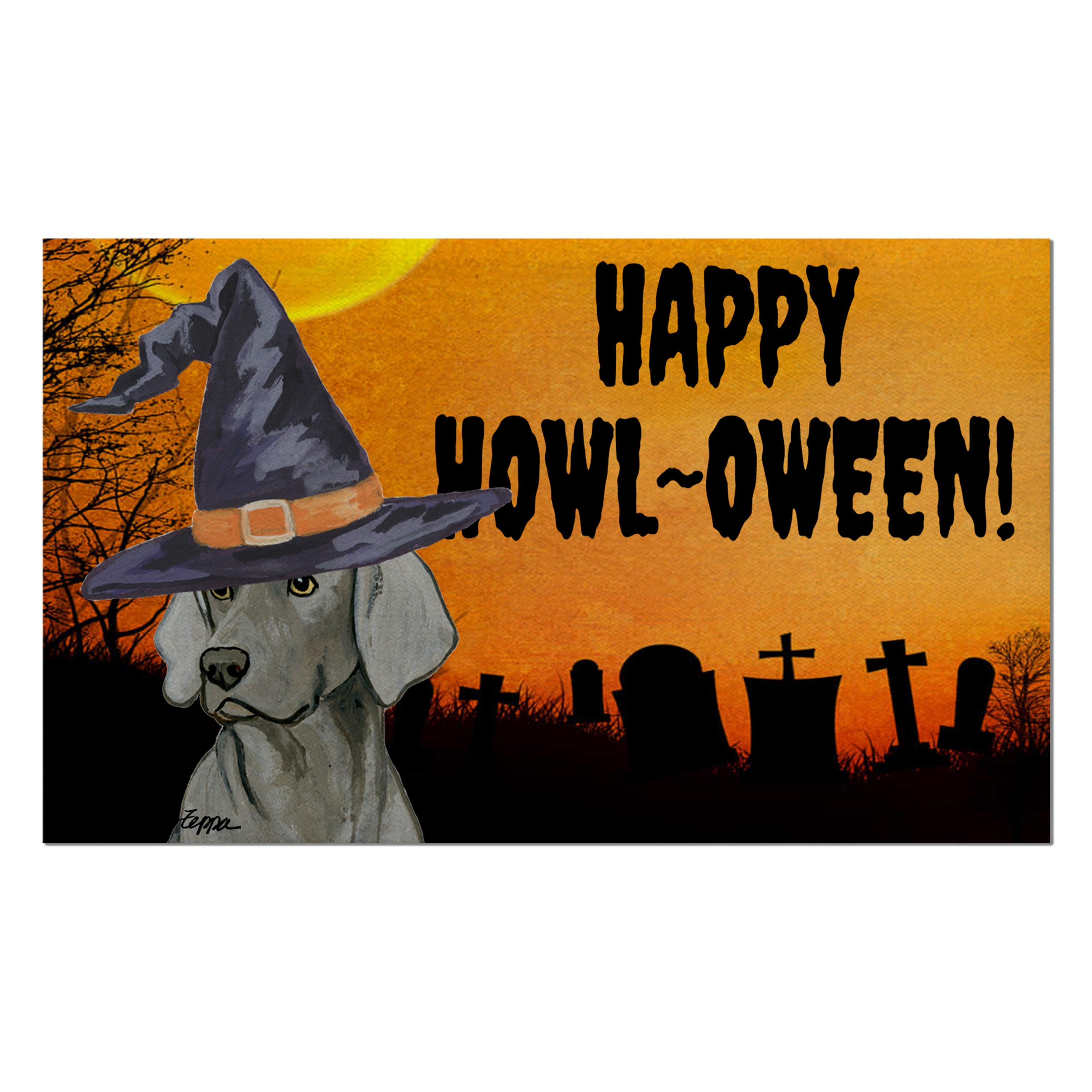 Weimaraner Sitting Halloween Welcome Mat