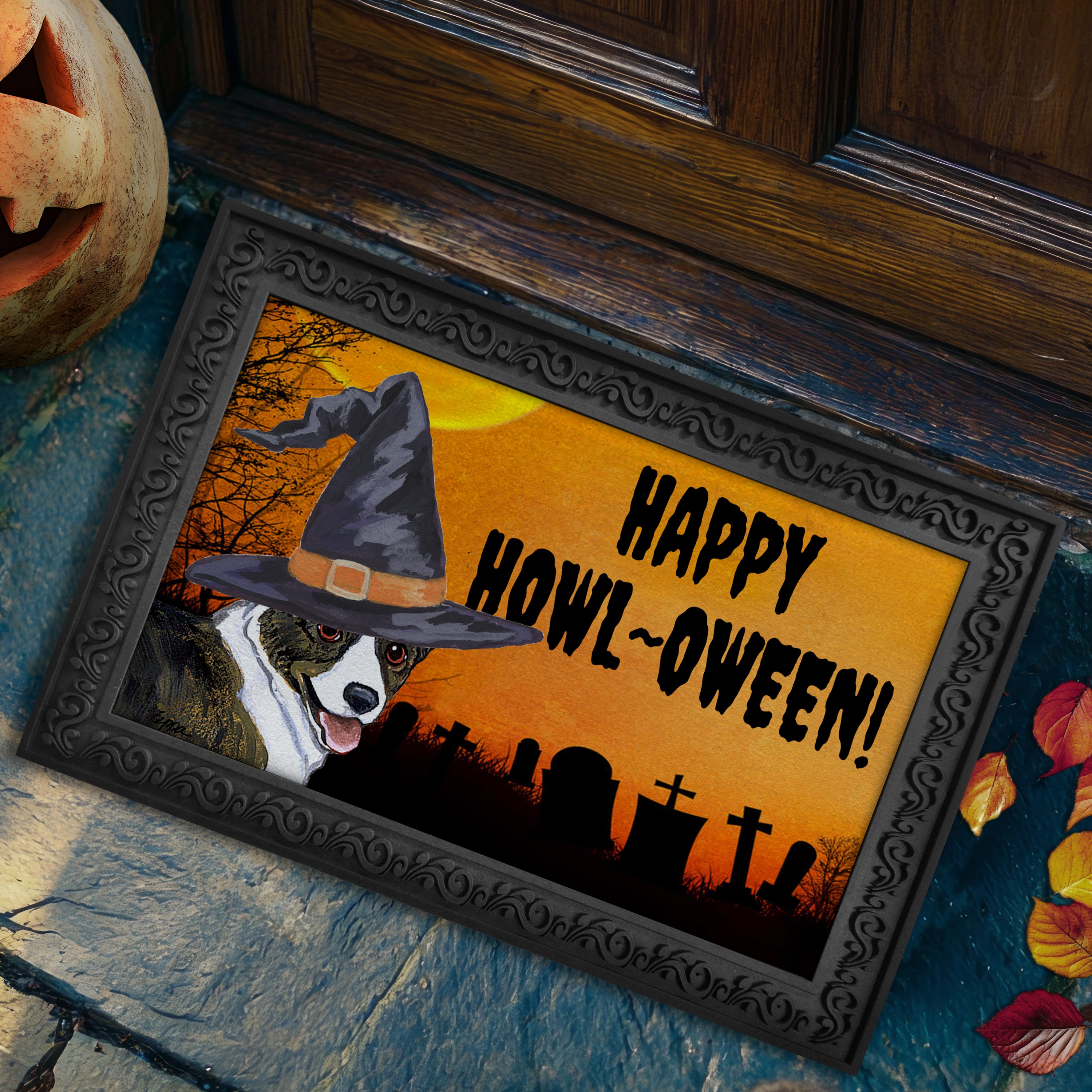 Welsh Corgi Cardigan    Halloween Welcome Mat