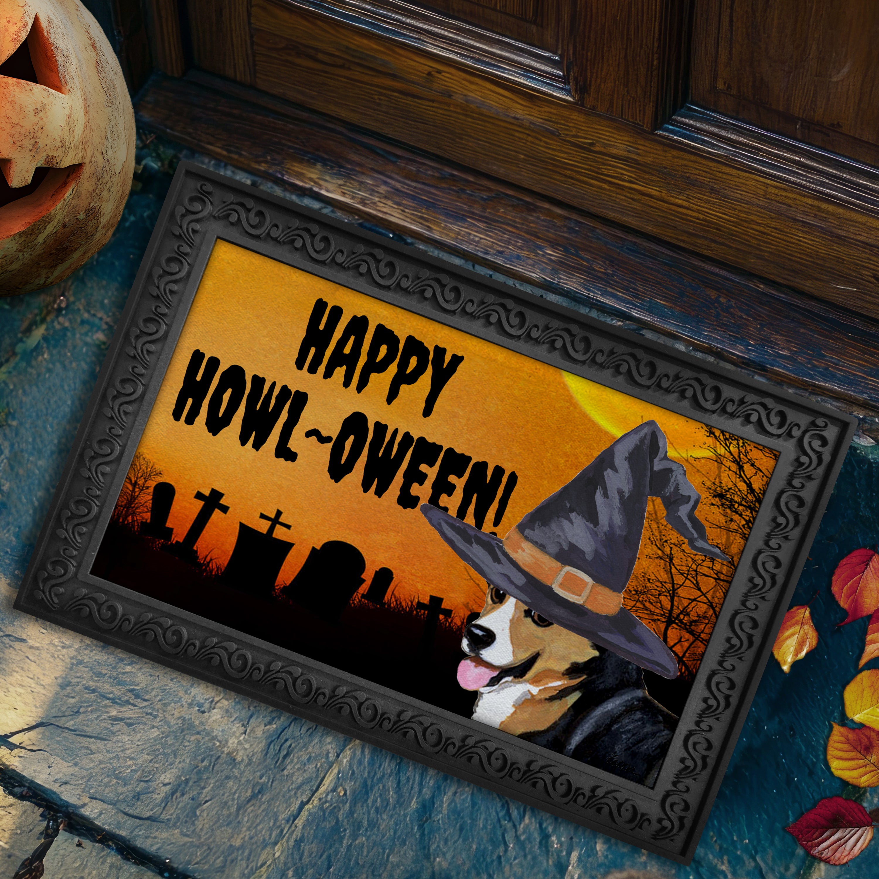Welsh Corgi Pembroke Halloween Welcome Mat