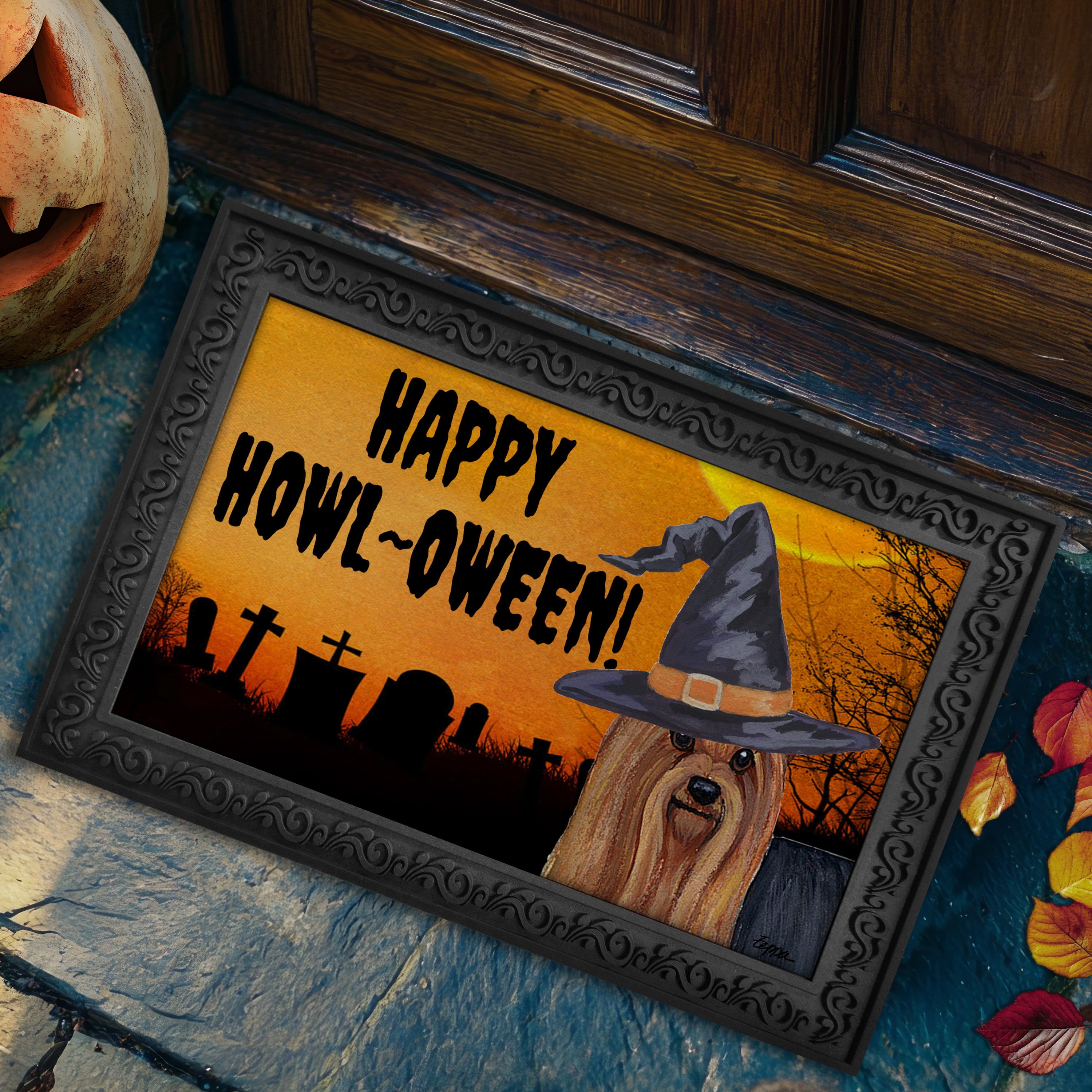 Yorkshire Terrier Halloween Welcome Mat