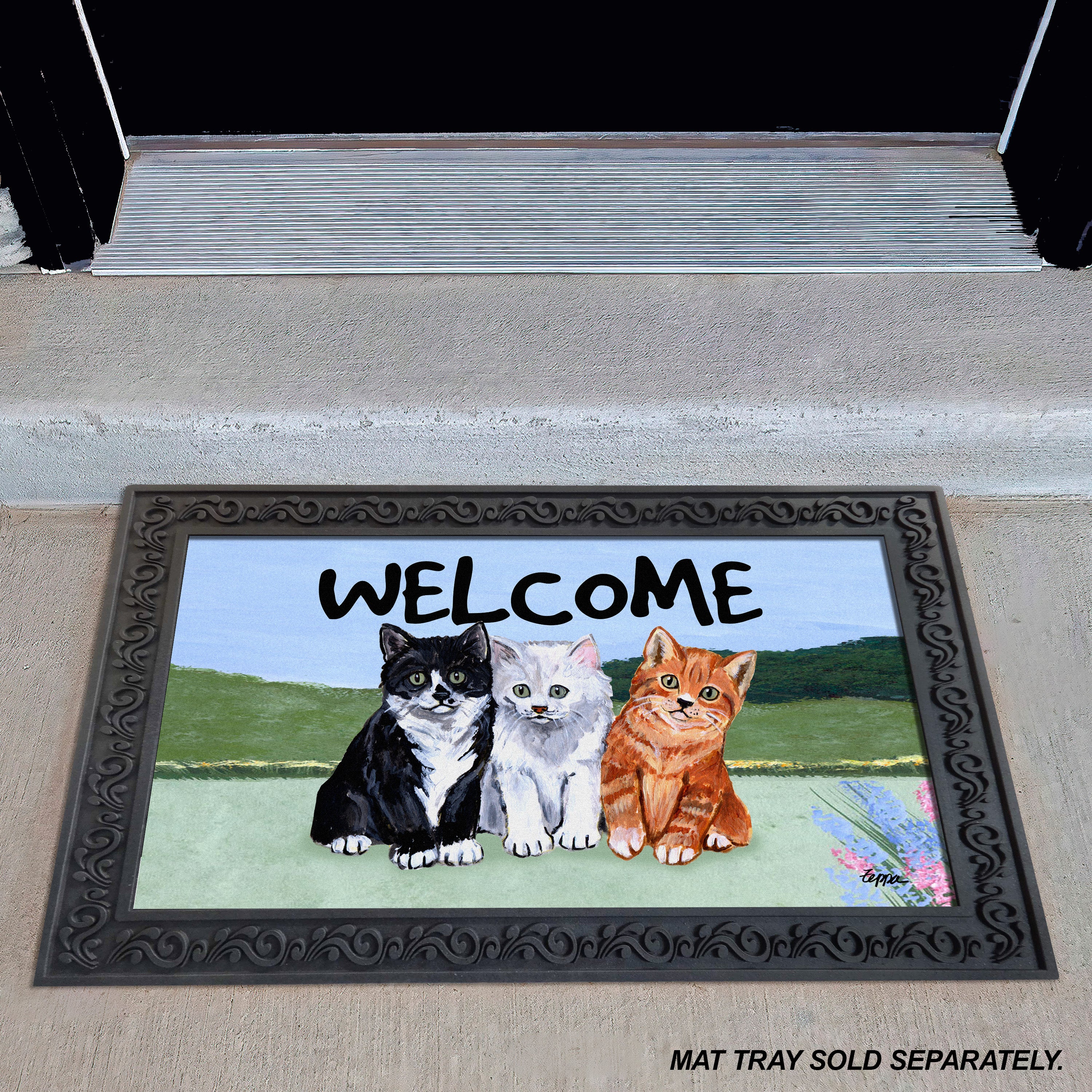 Trio Kittens Welcome Mat
