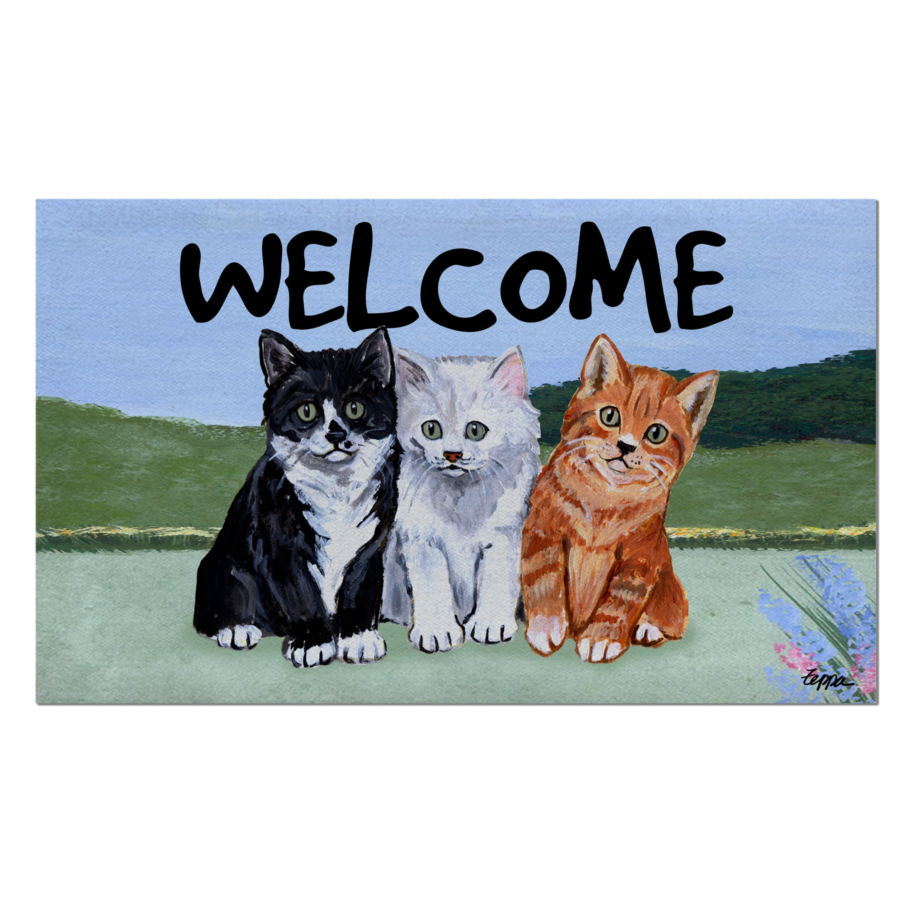 Trio Kittens Welcome Mat