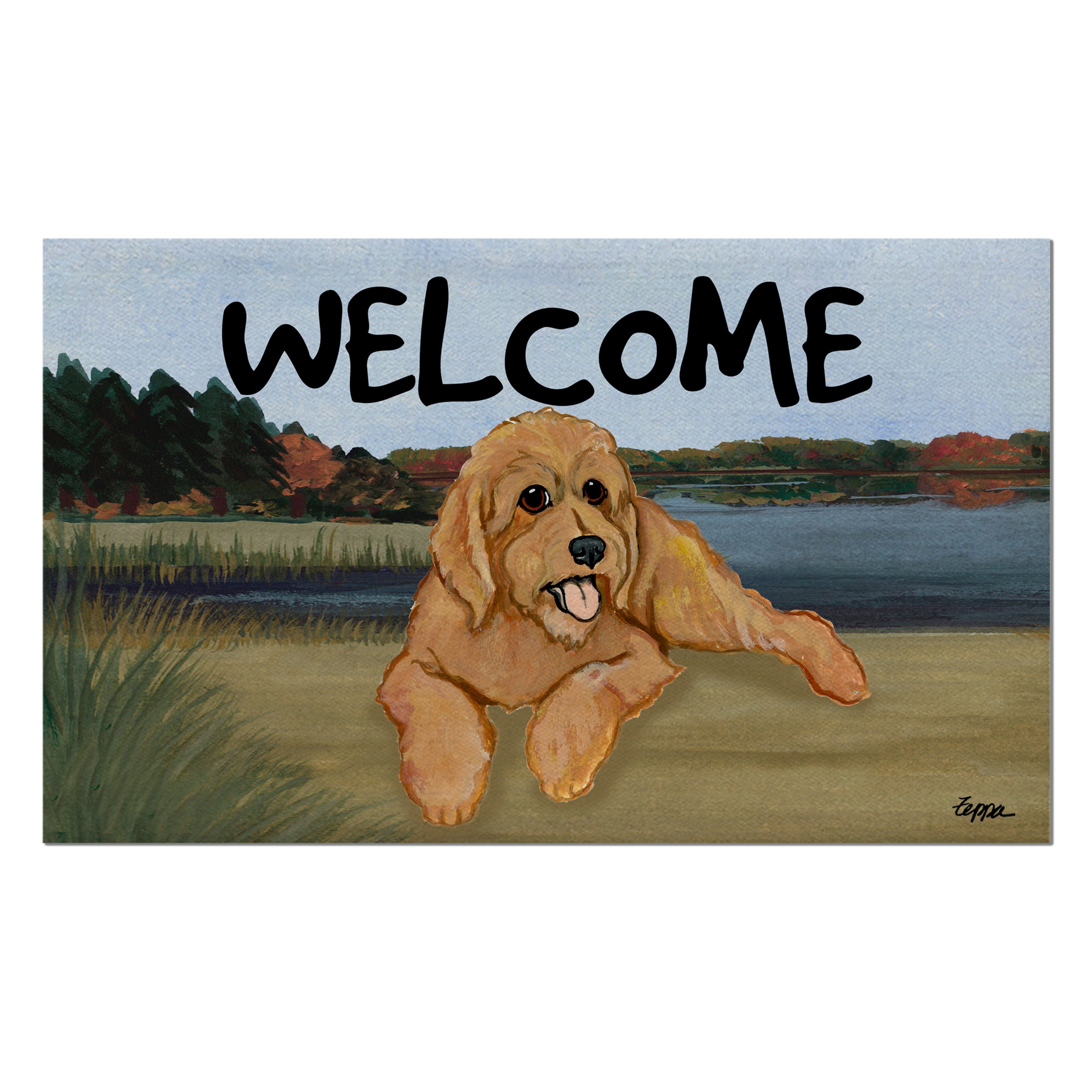 Golden-Labra Doodle Welcome Mat