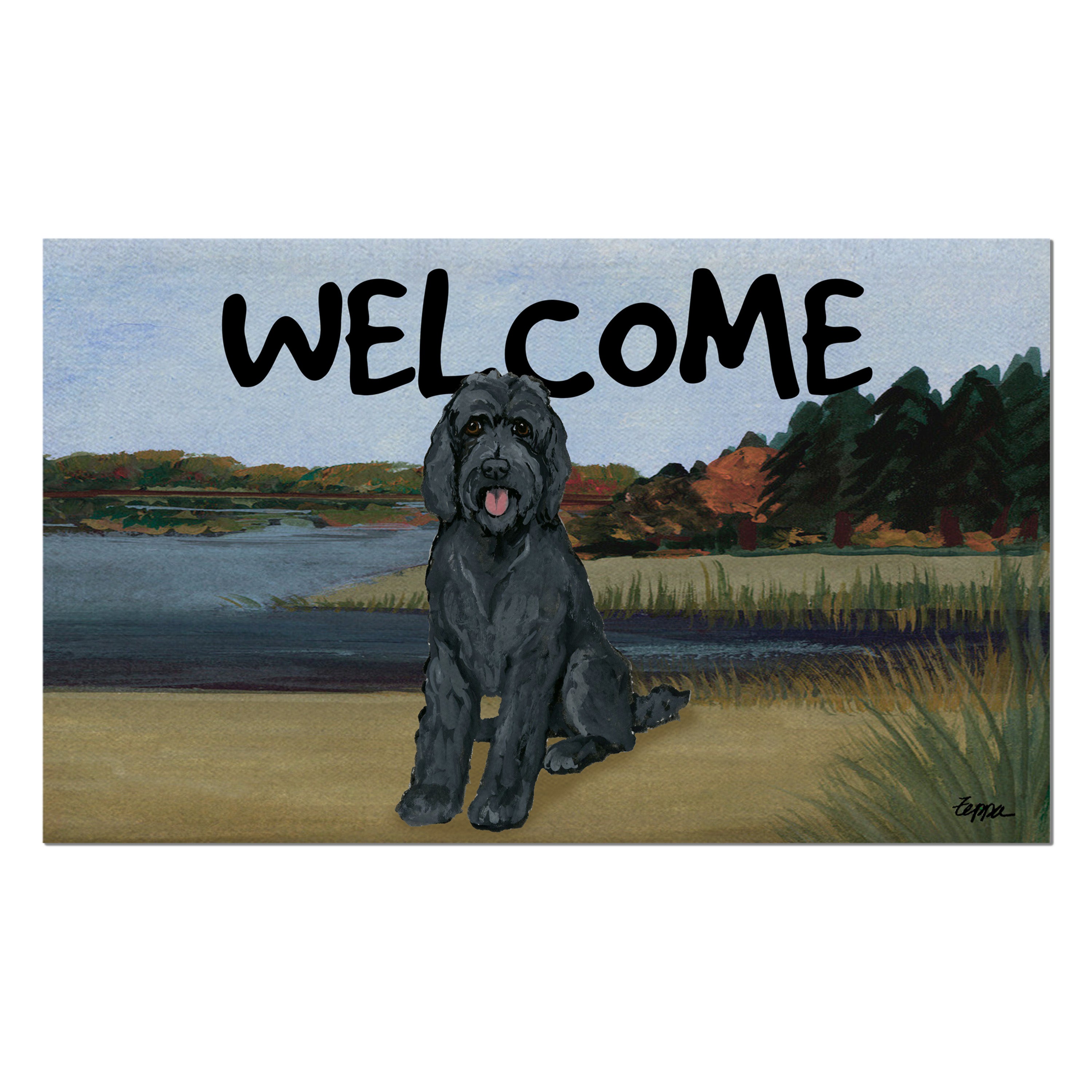 Golden-Labra Doodle Welcome Mat