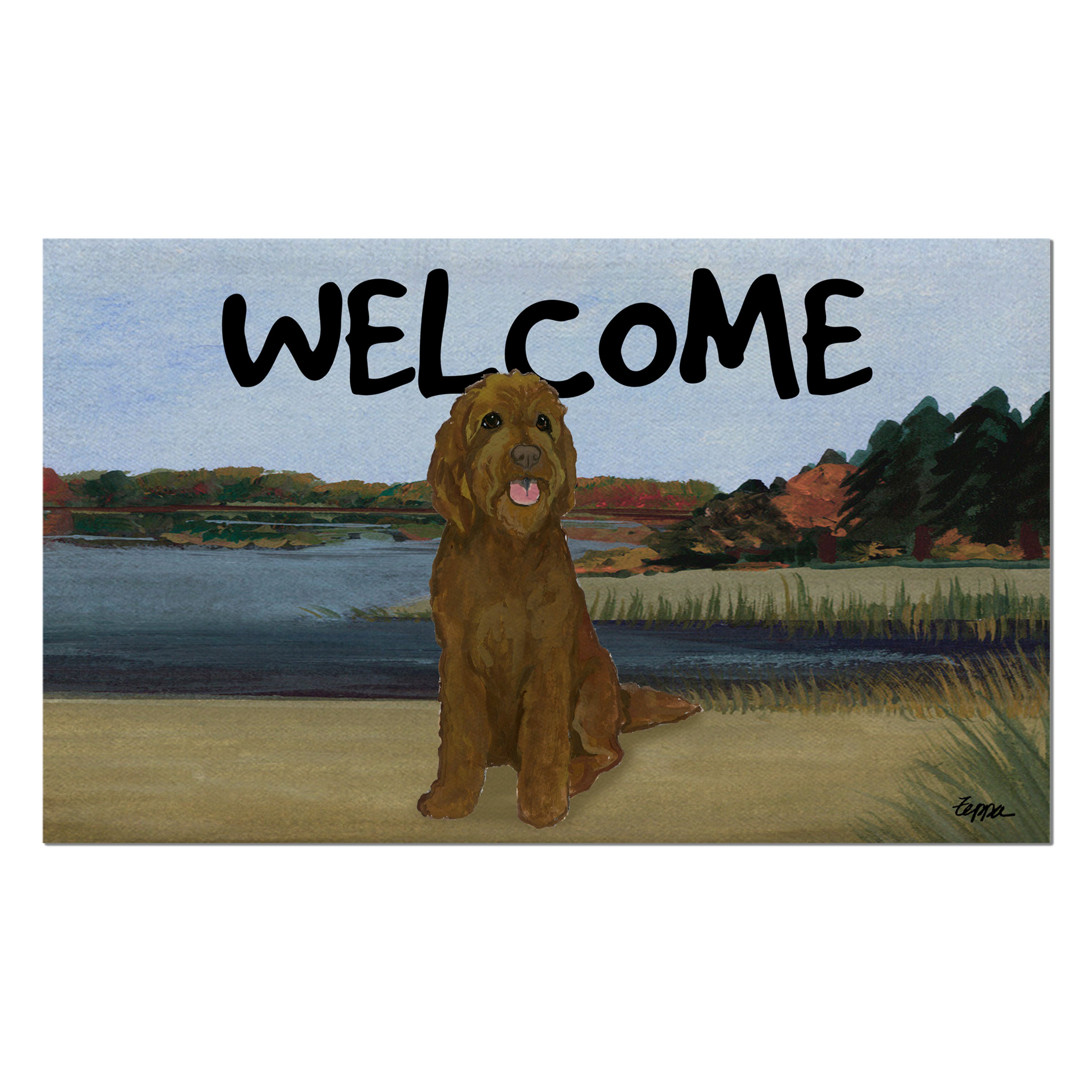 Golden-Labra Doodle Welcome Mat