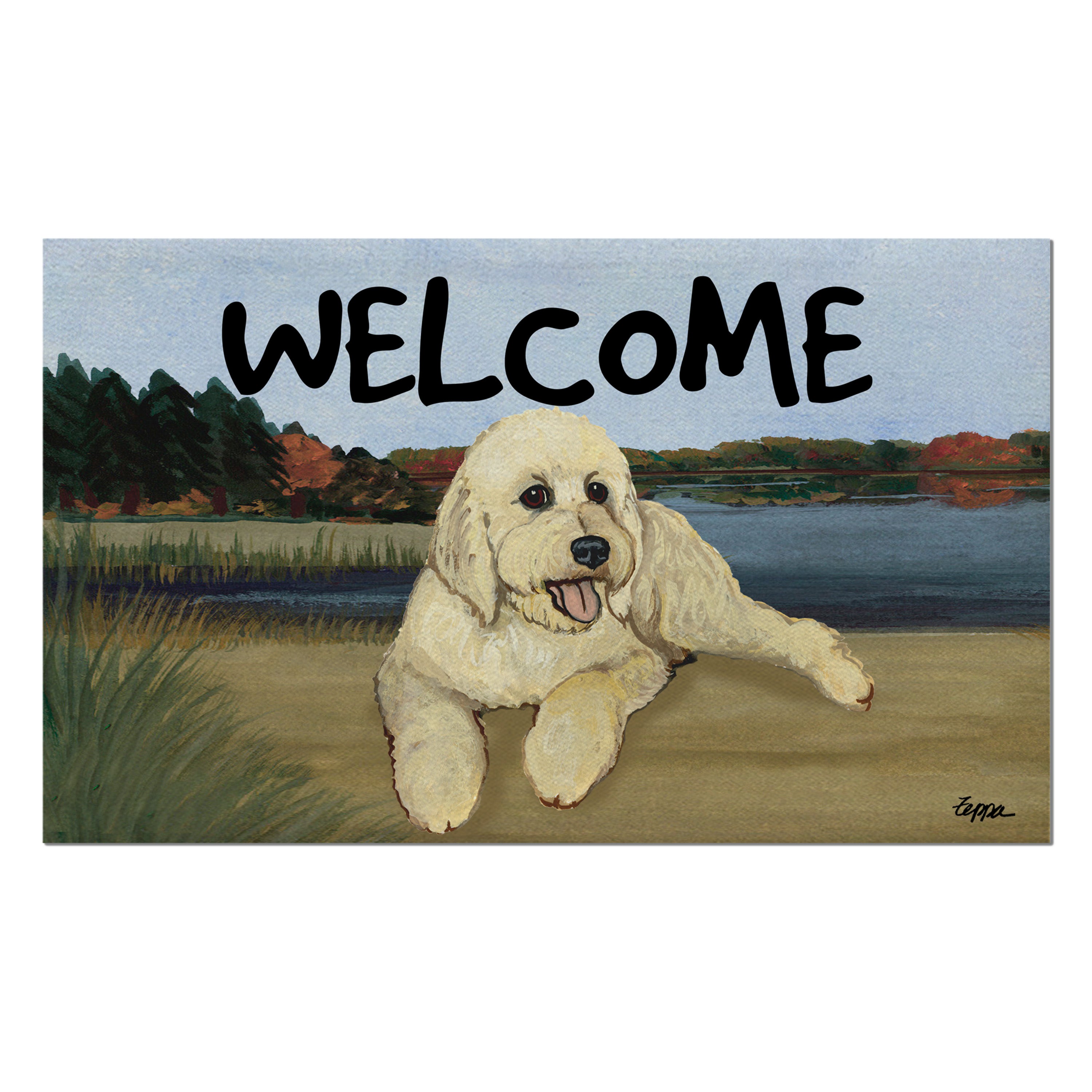 Golden-Labra Doodle Welcome Mat