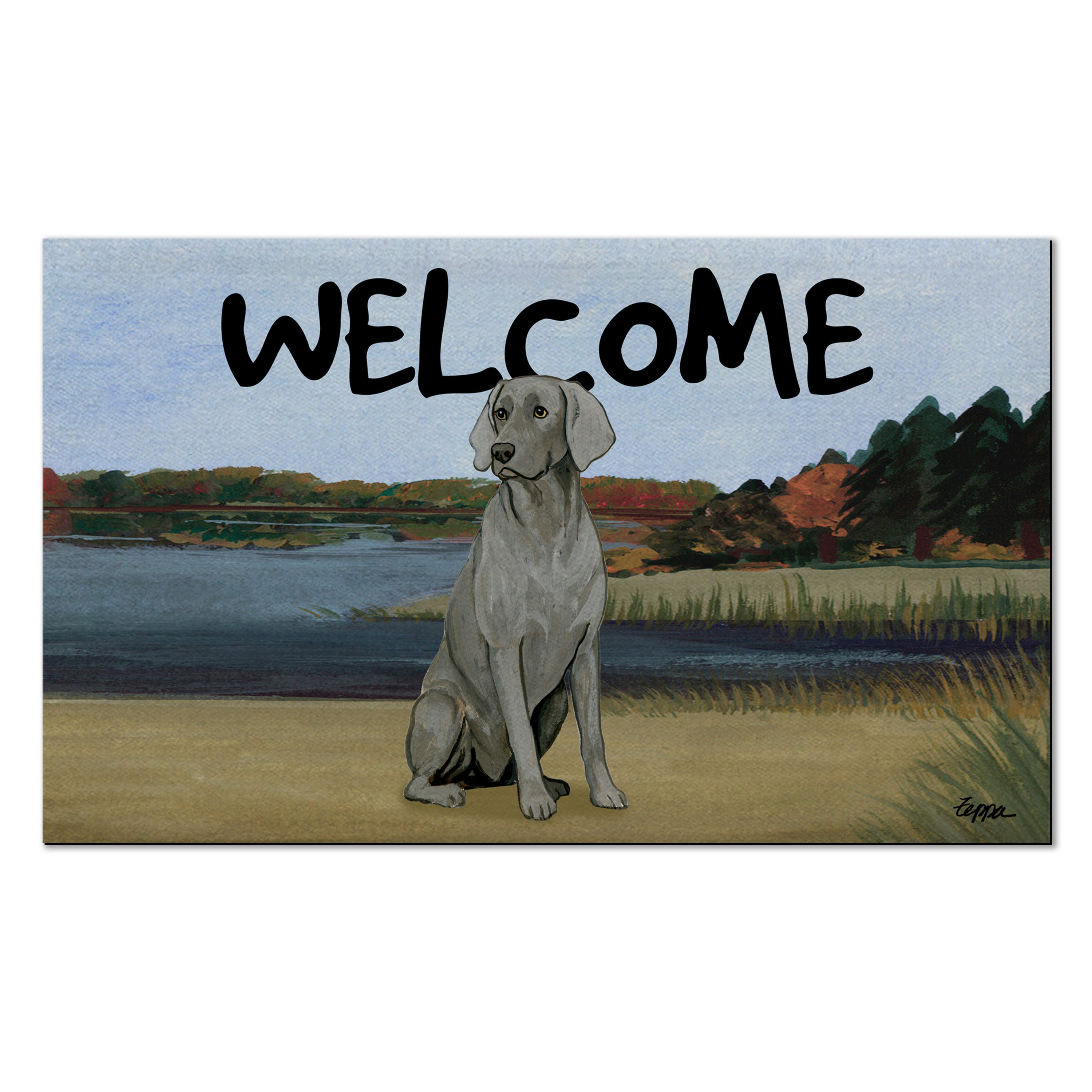 Weimaraner Sitting Welcome Mat