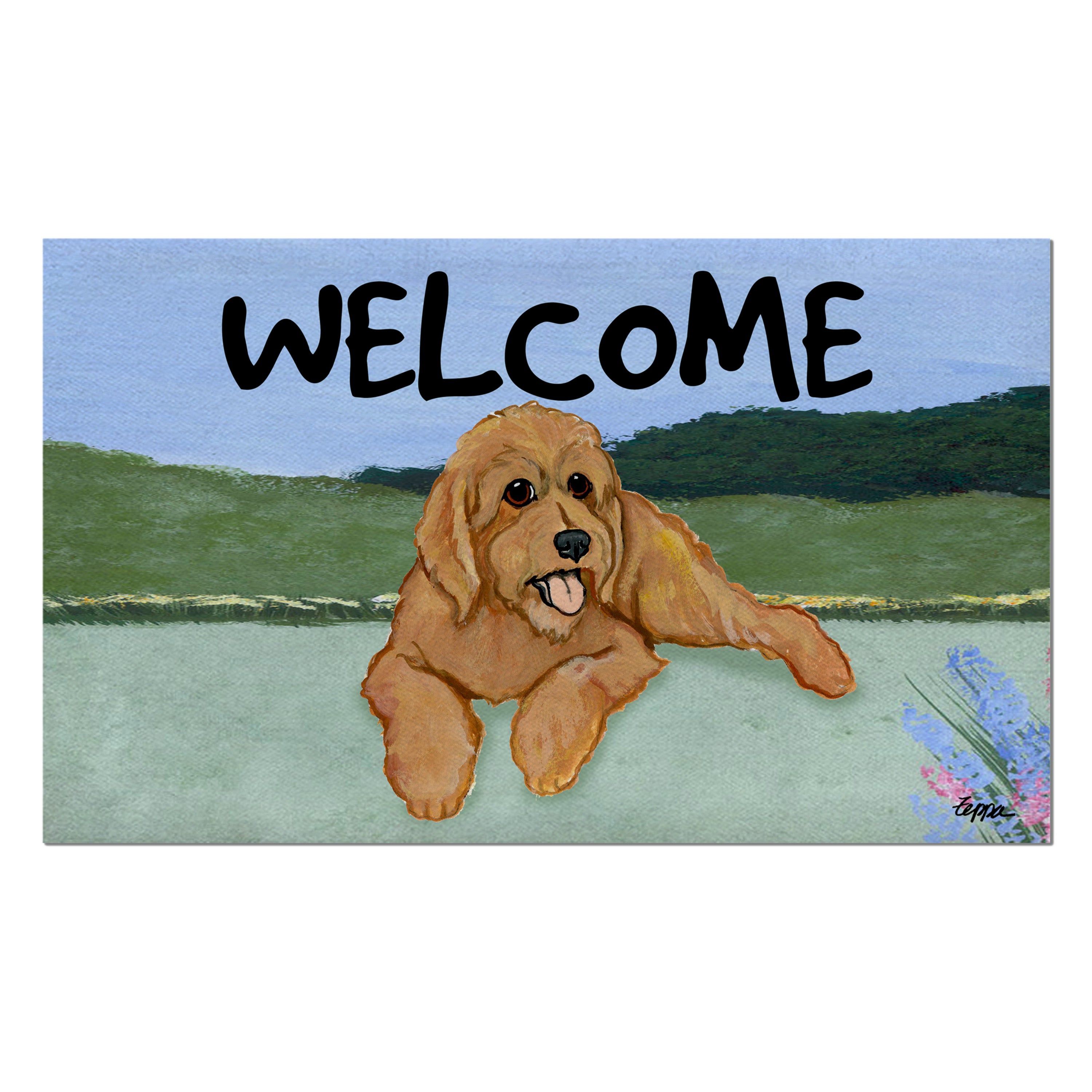 Golden-Labra Doodle Welcome Mat