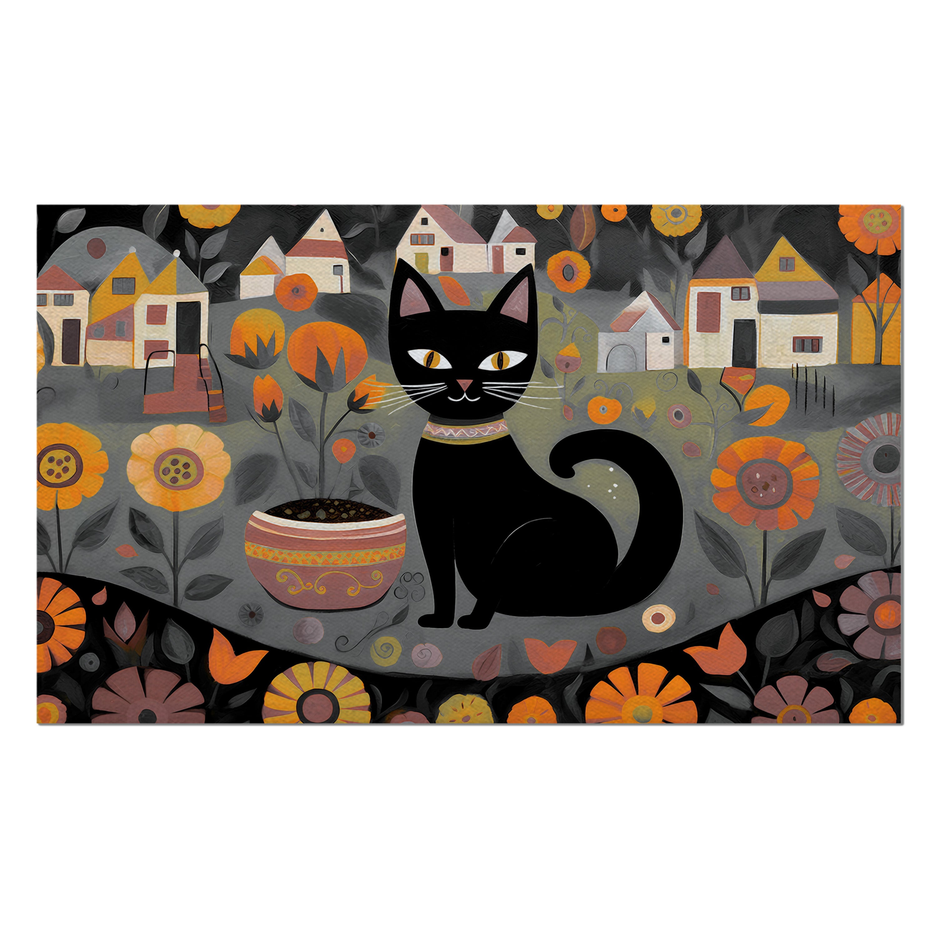 Black Cat Garden Welcome Mat