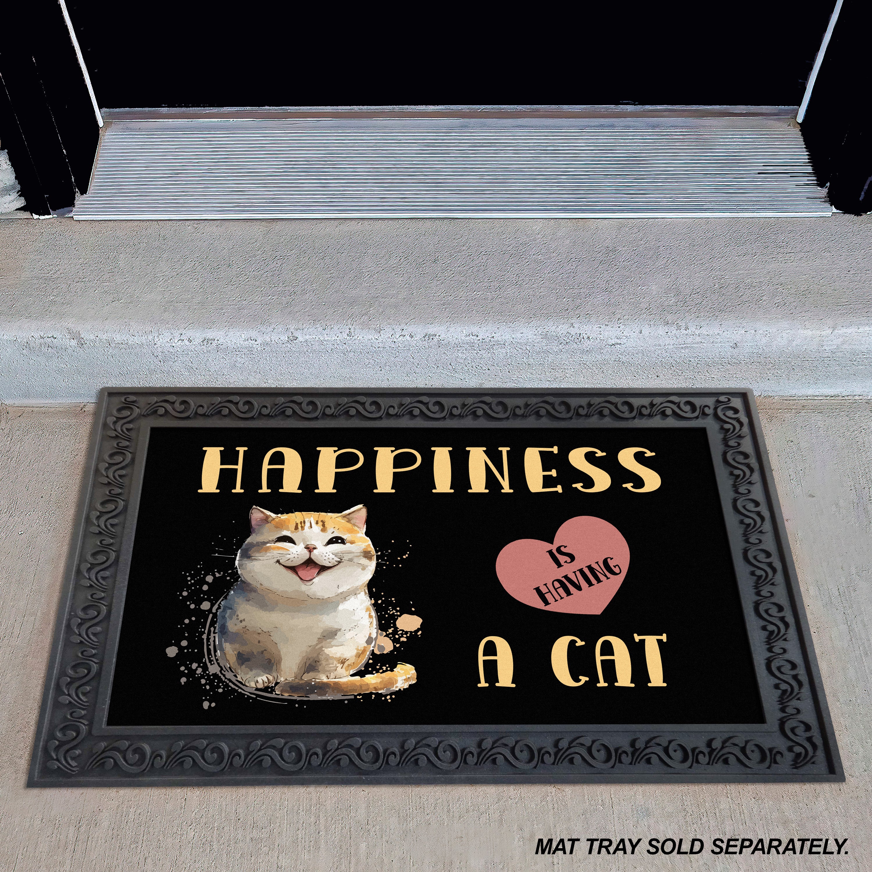 Happiness Cat Welcome Mat-