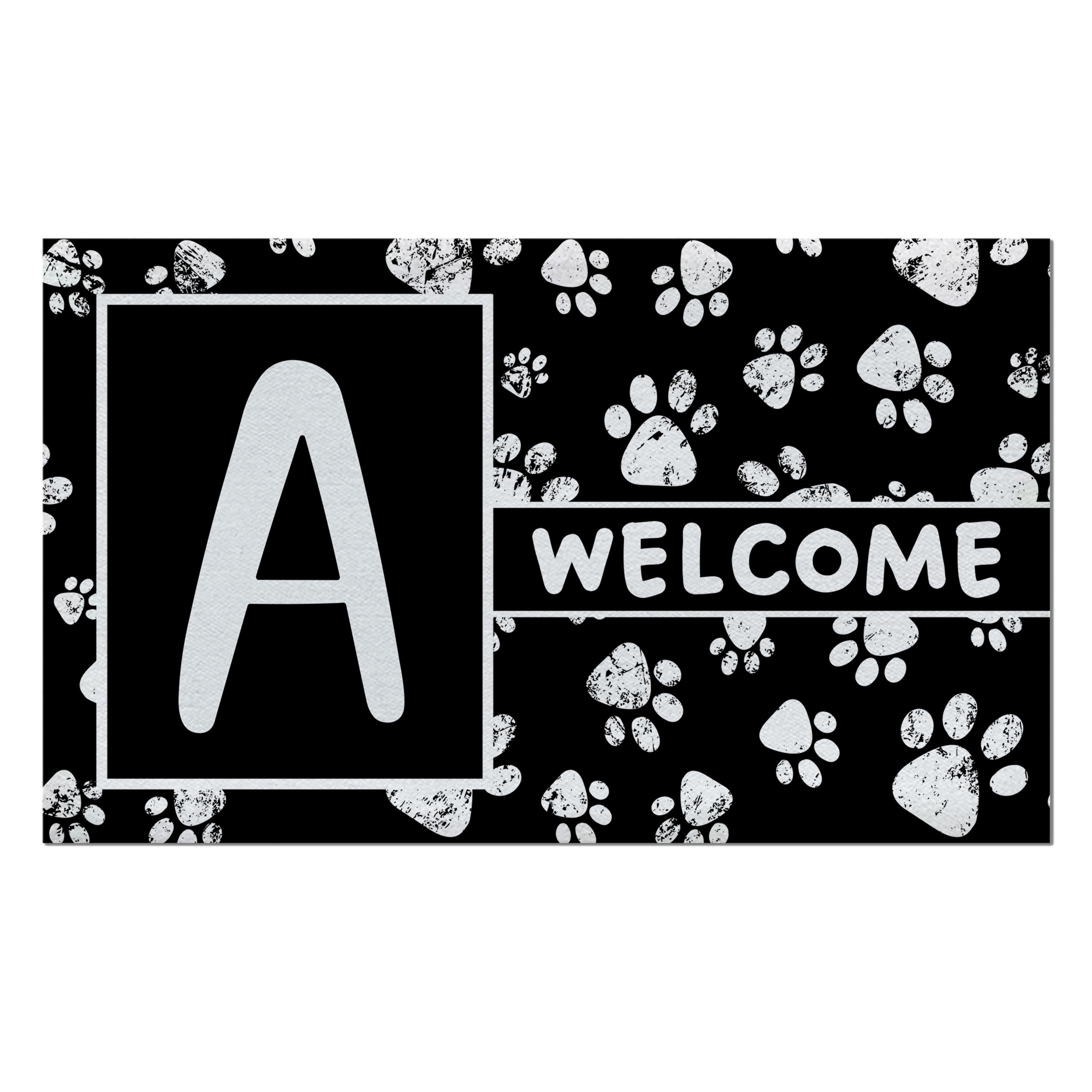 Welcome, Chalk Paws, Monogram, Welcome Mat