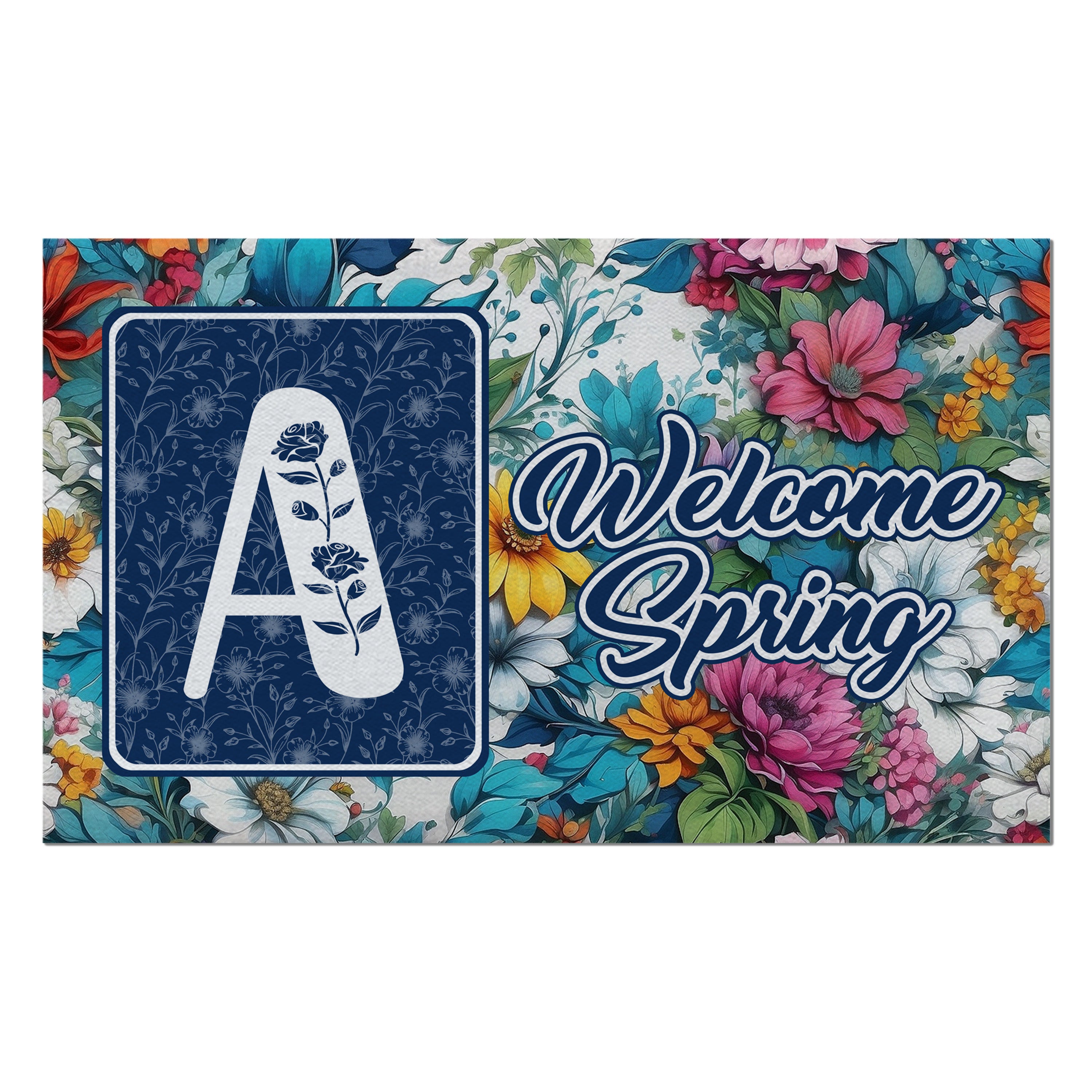 Spring, Welcome Spring,  Monogram, Welcome Mat