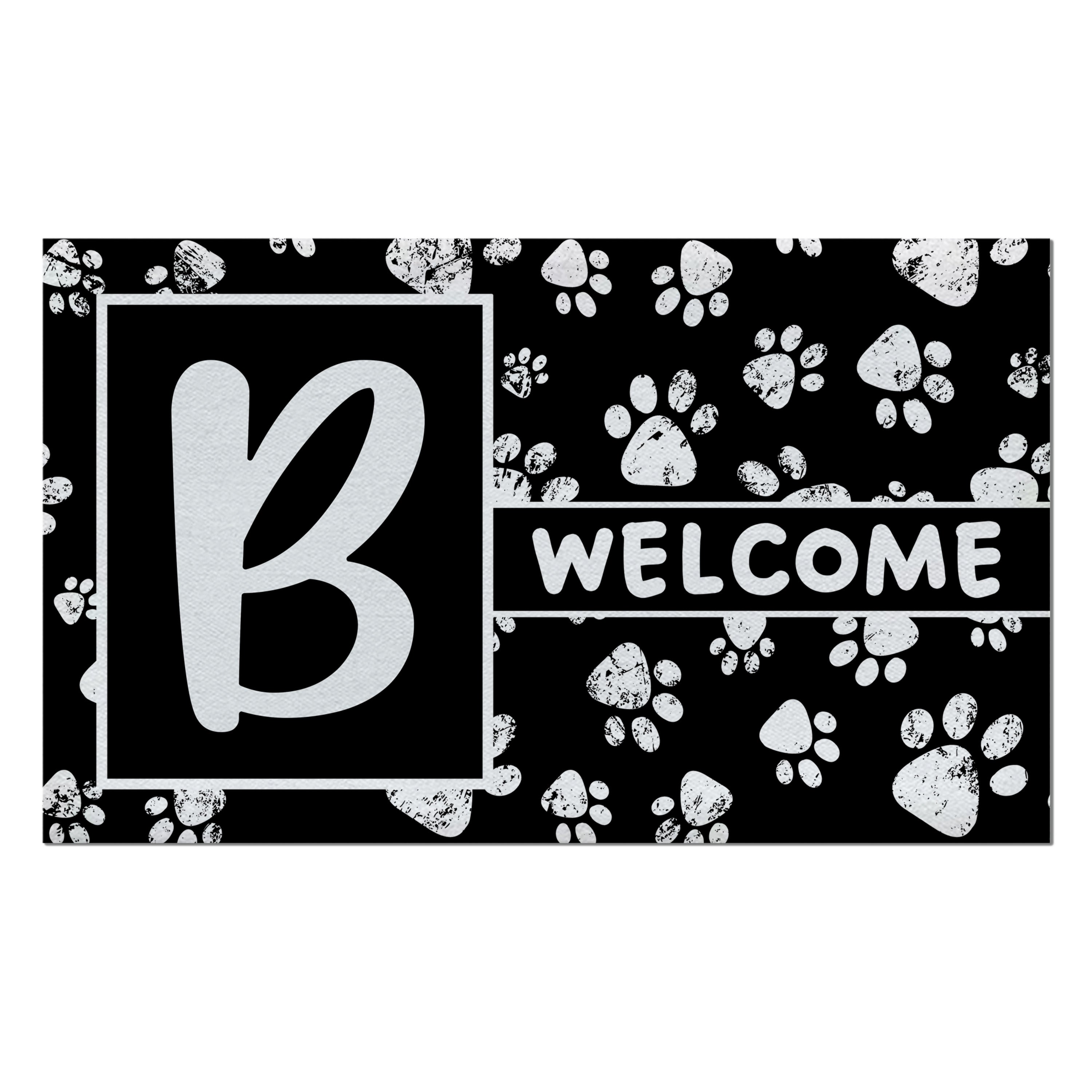 Welcome, Chalk Paws, Monogram, Welcome Mat