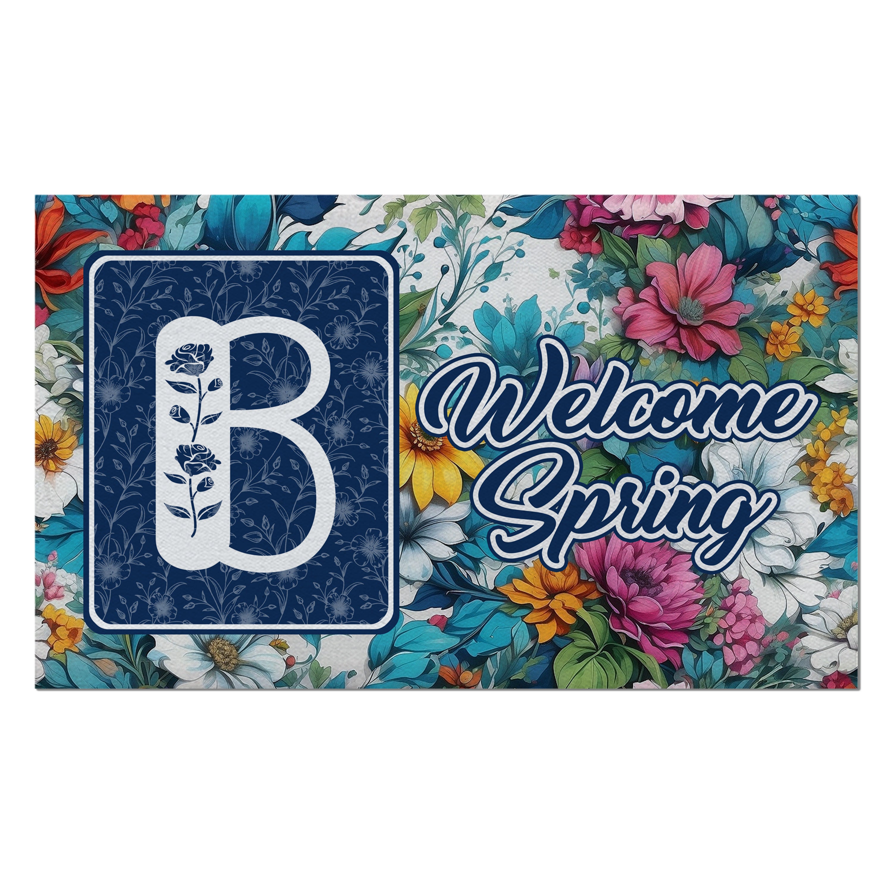 Spring, Welcome Spring,  Monogram, Welcome Mat