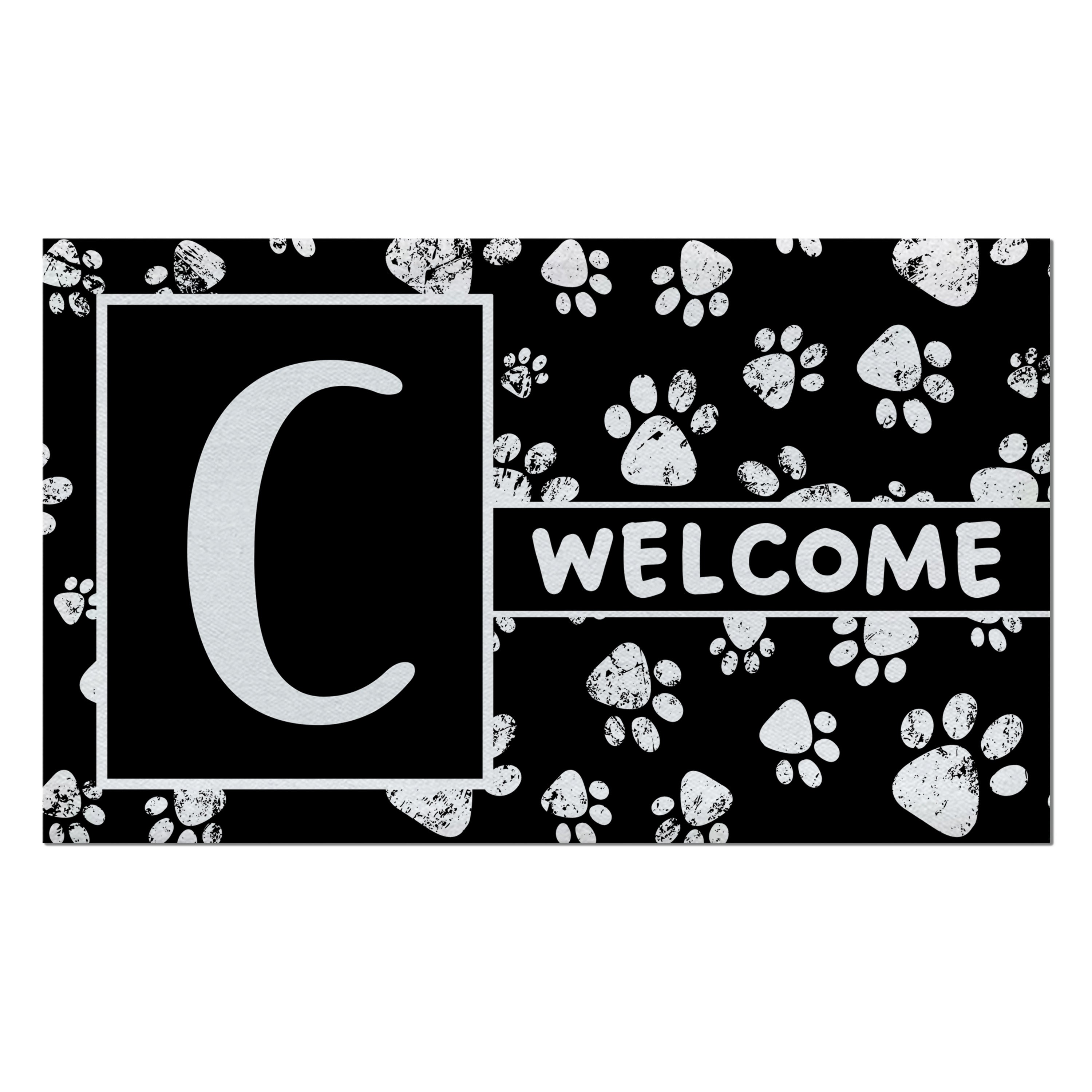 Welcome, Chalk Paws, Monogram, Welcome Mat