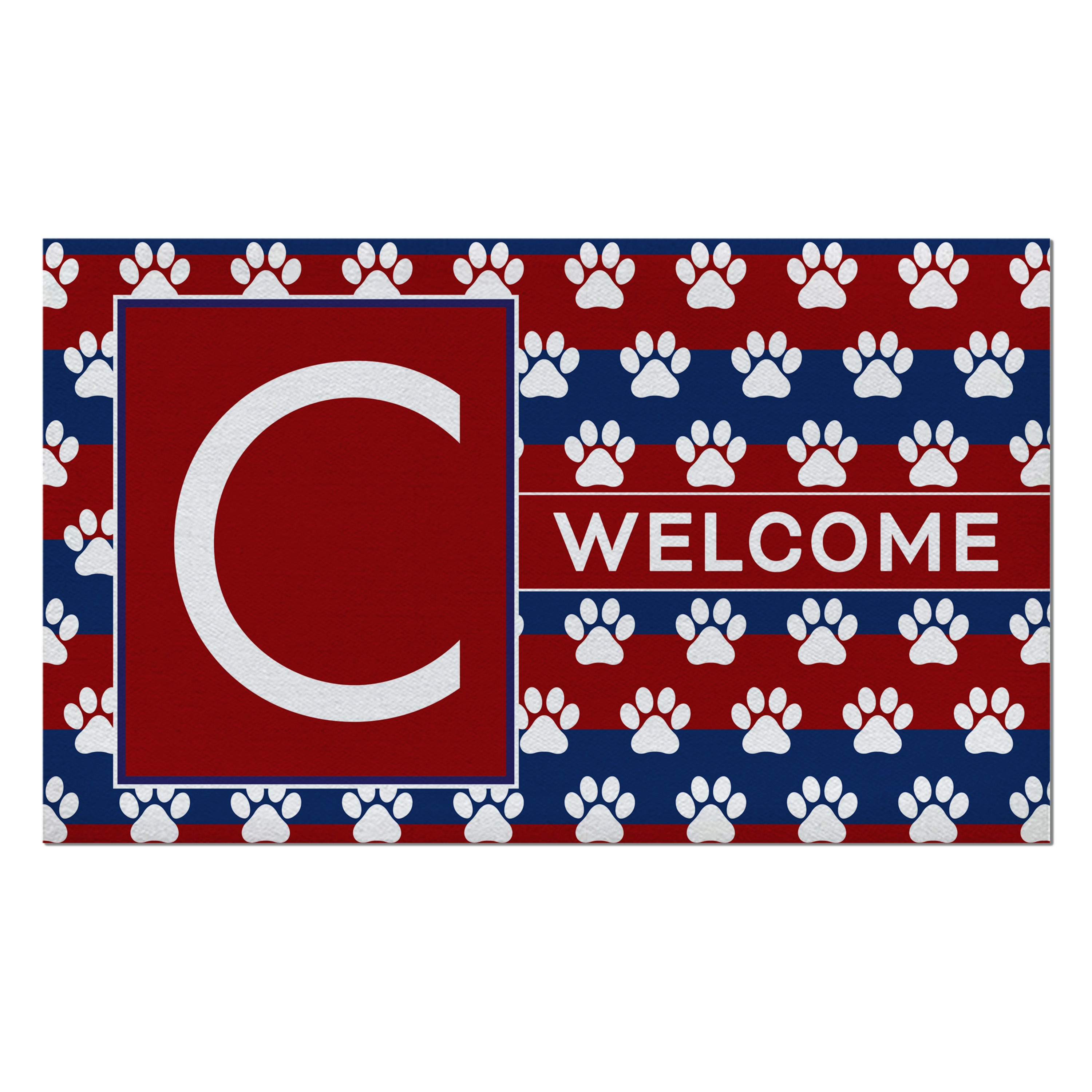 Patriotic, Paws Stripes, Monogram, Welcome Mat