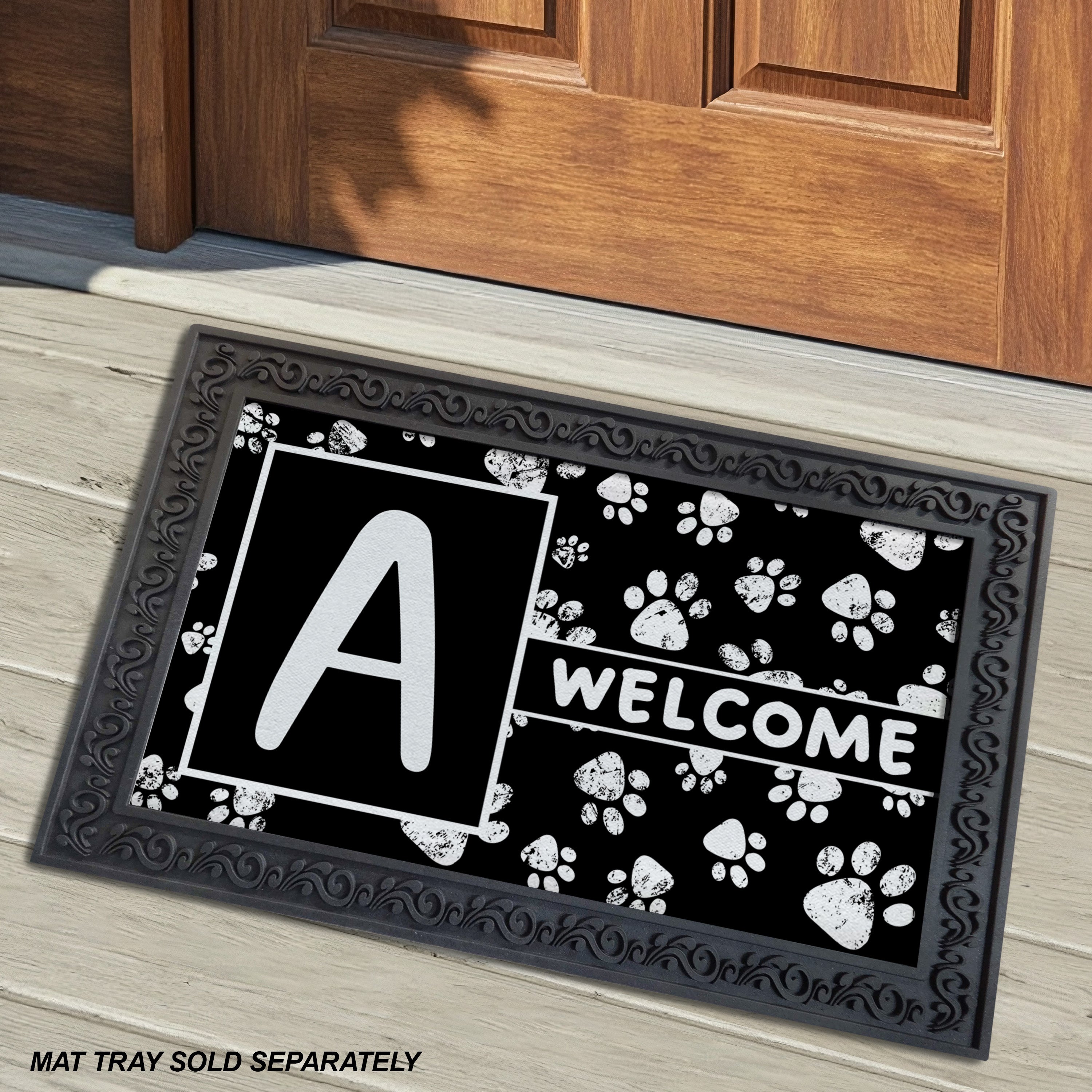 Welcome, Chalk Paws, Monogram, Welcome Mat