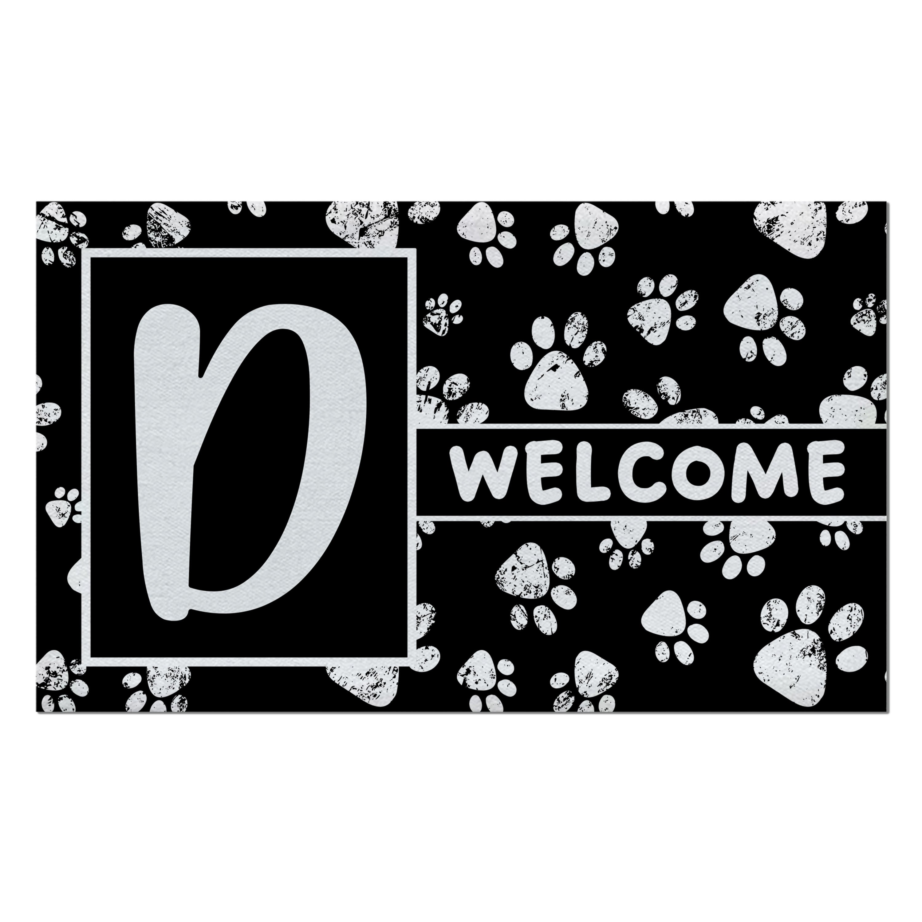 Welcome, Chalk Paws, Monogram, Welcome Mat
