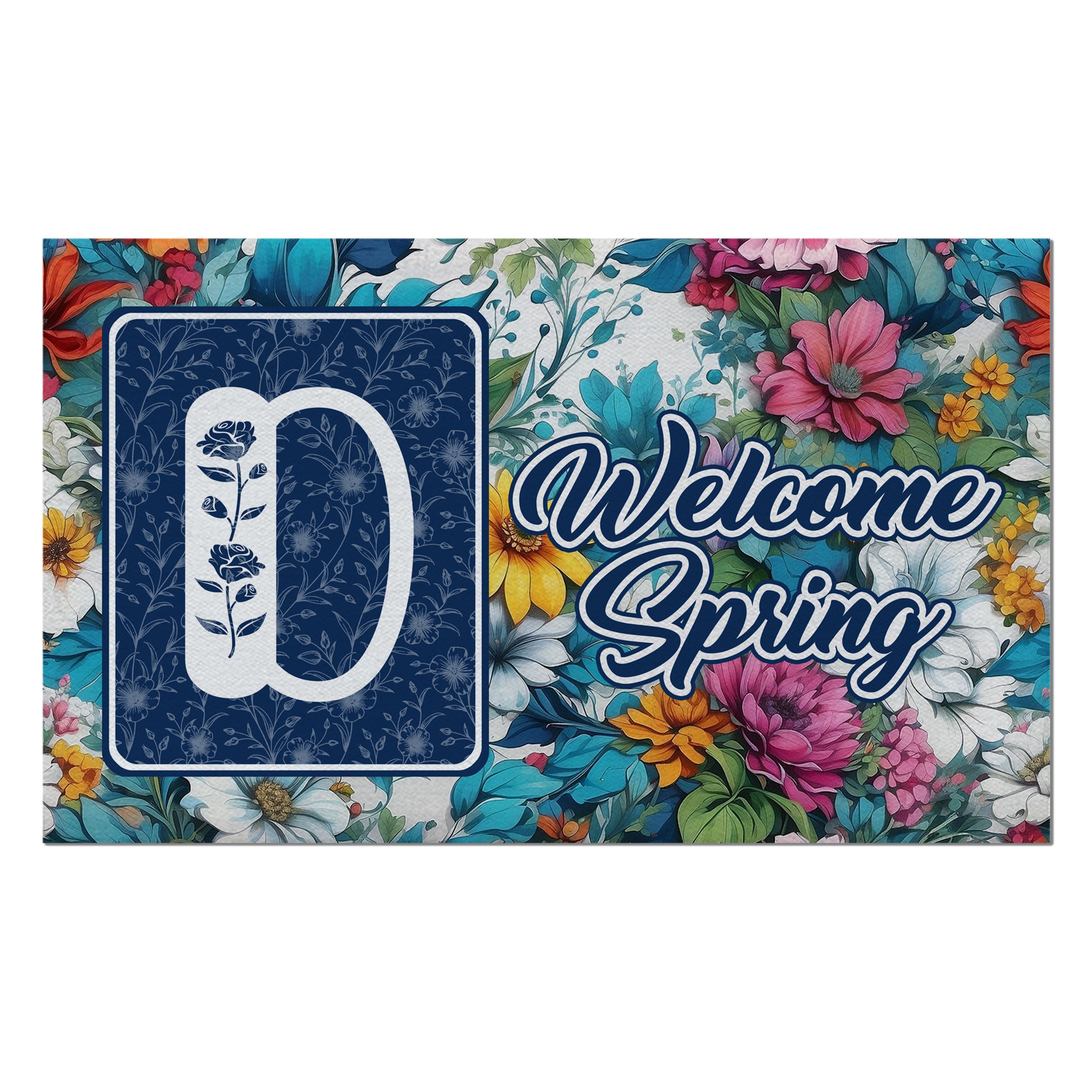 Spring, Welcome Spring,  Monogram, Welcome Mat