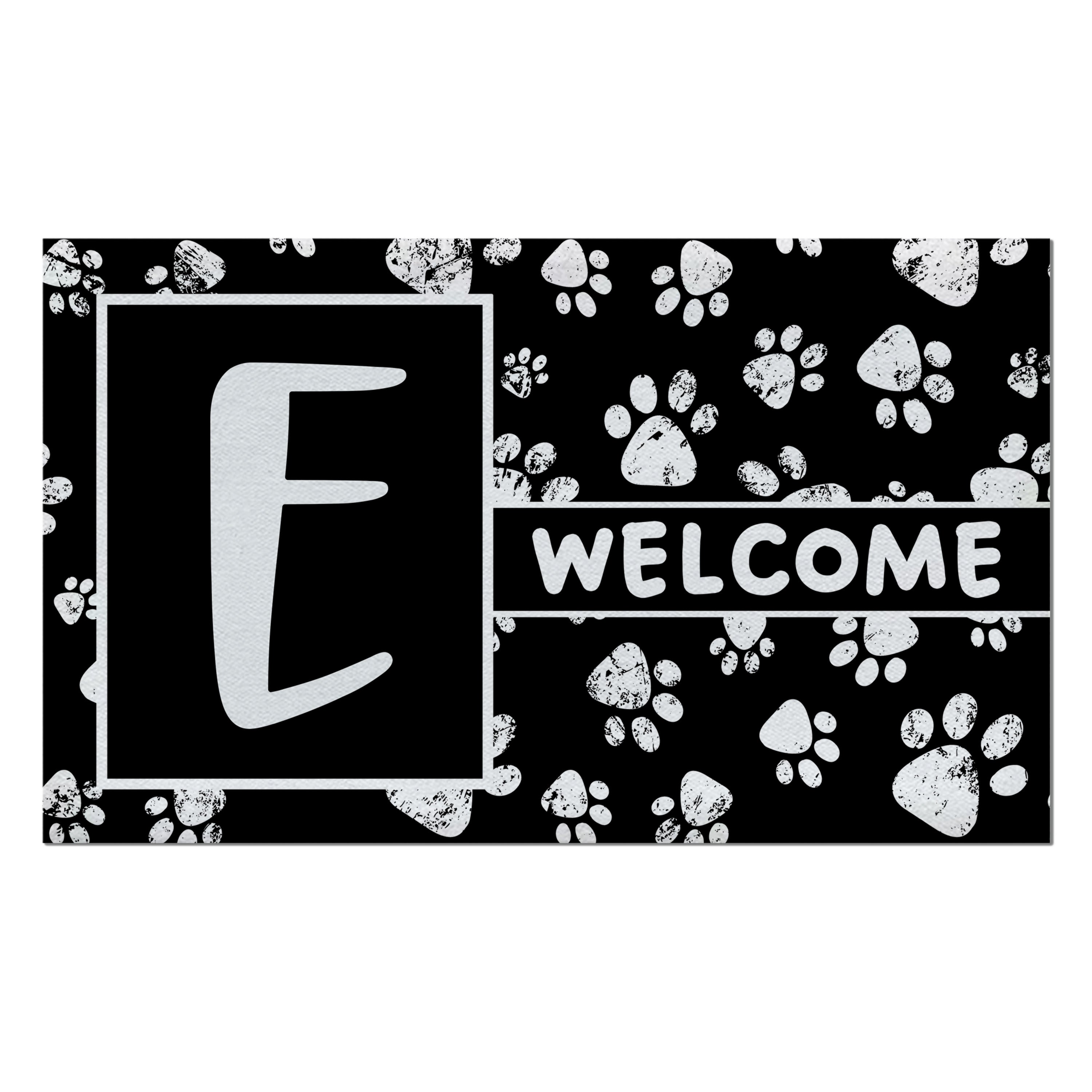Welcome, Chalk Paws, Monogram, Welcome Mat