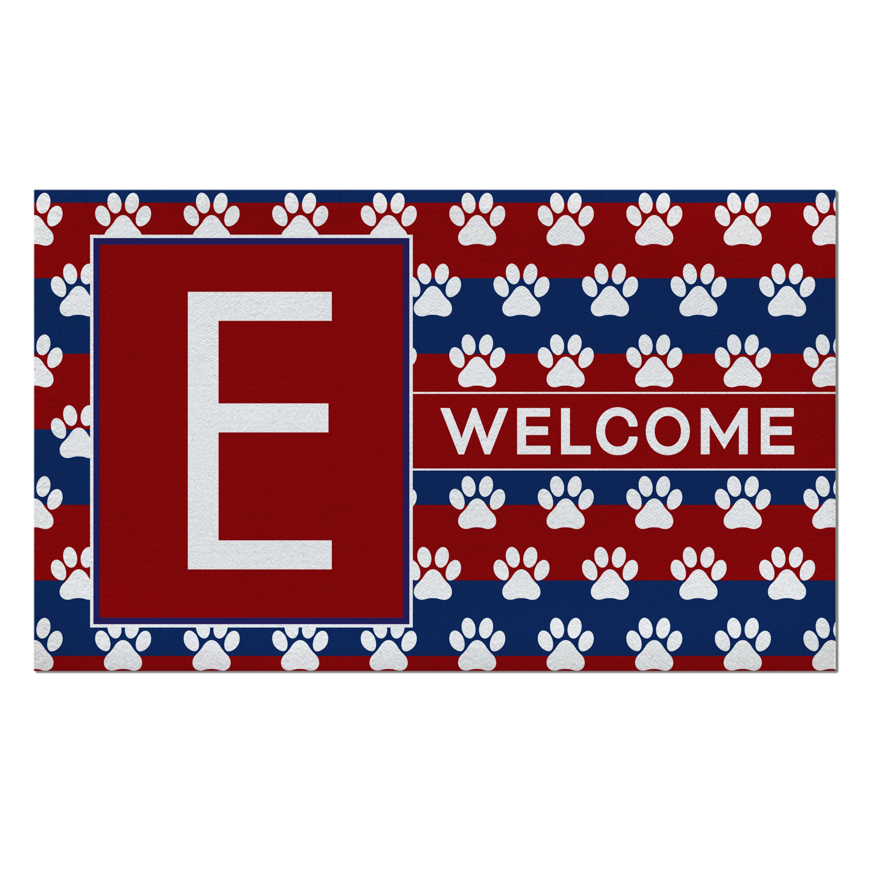 Patriotic, Paws Stripes, Monogram, Welcome Mat