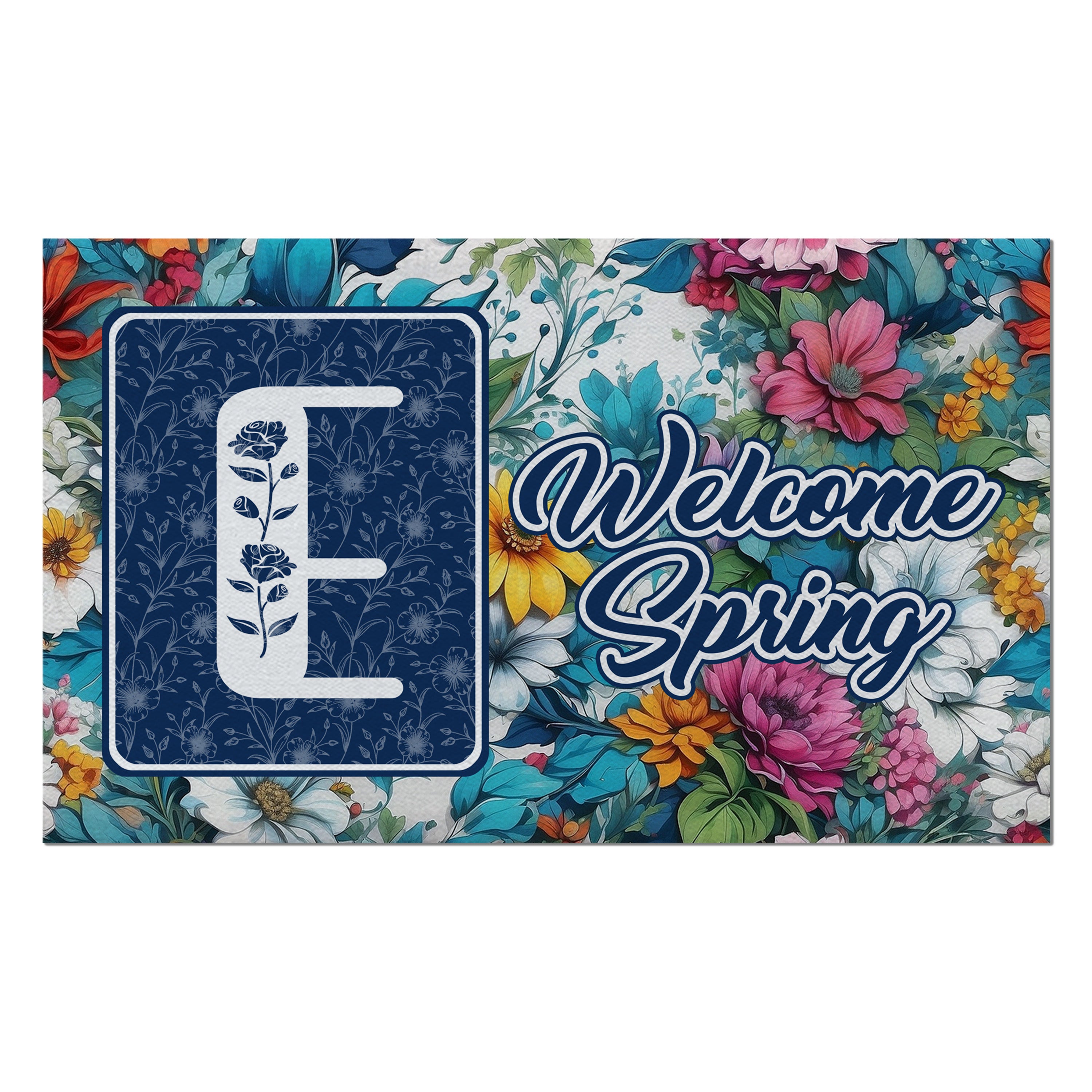 Spring, Welcome Spring,  Monogram, Welcome Mat