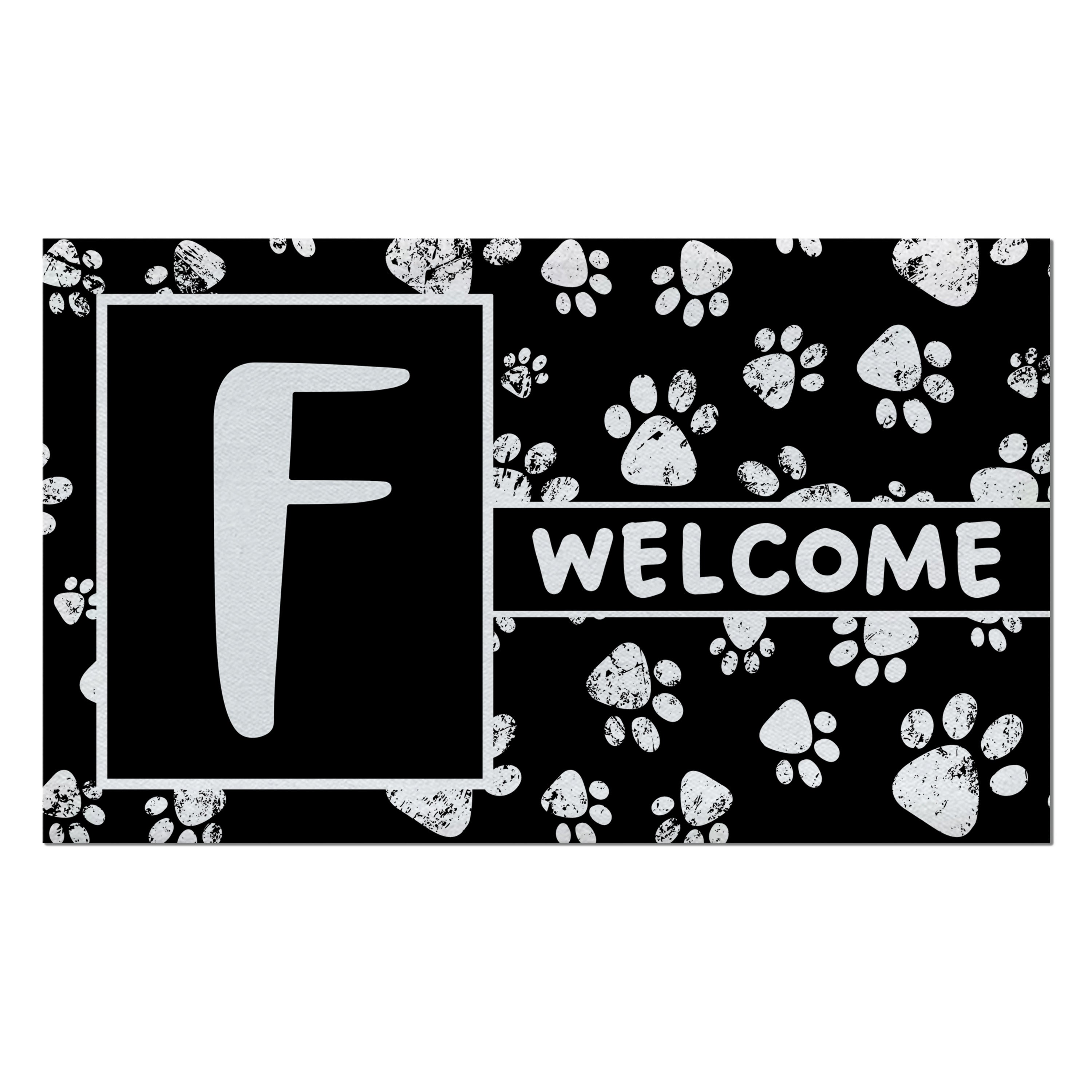 Welcome, Chalk Paws, Monogram, Welcome Mat