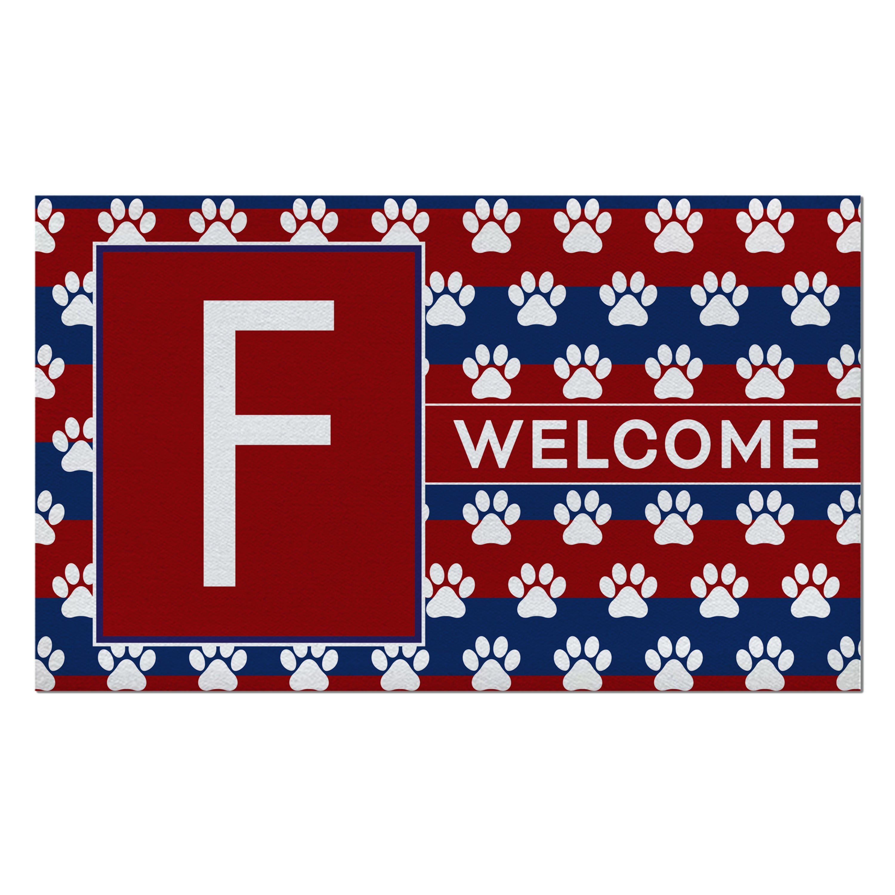 Patriotic, Paws Stripes, Monogram, Welcome Mat