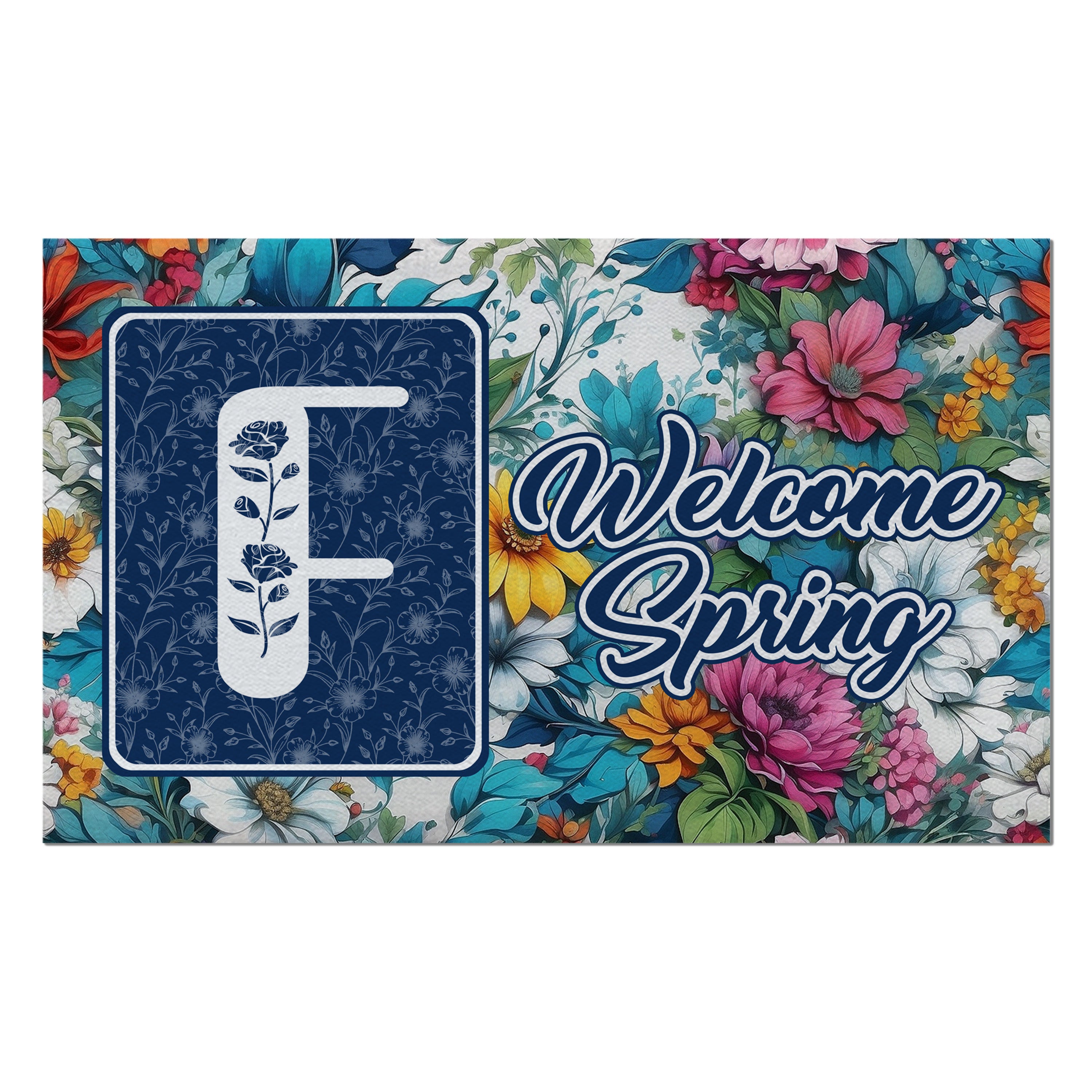 Spring, Welcome Spring,  Monogram, Welcome Mat
