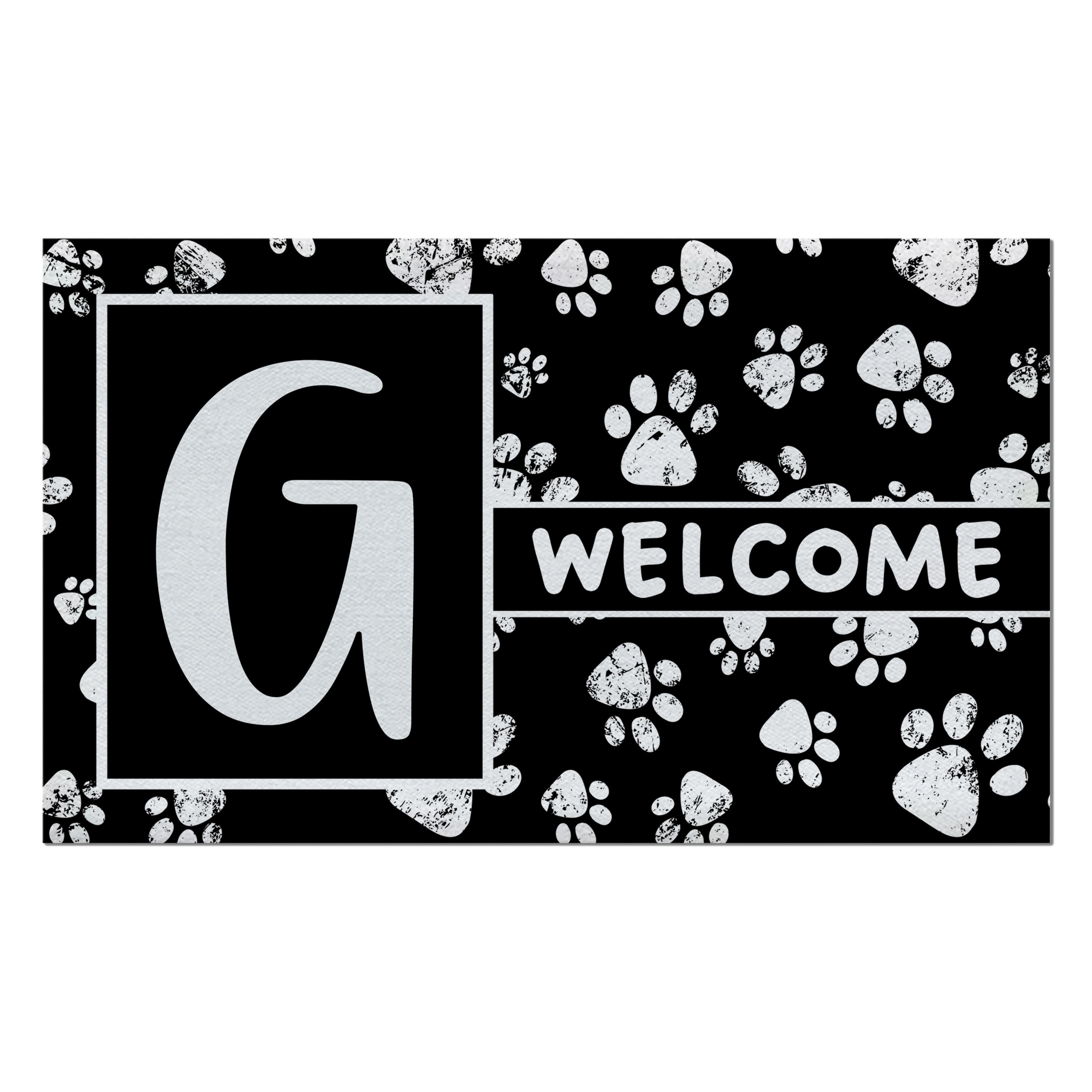 Welcome, Chalk Paws, Monogram, Welcome Mat