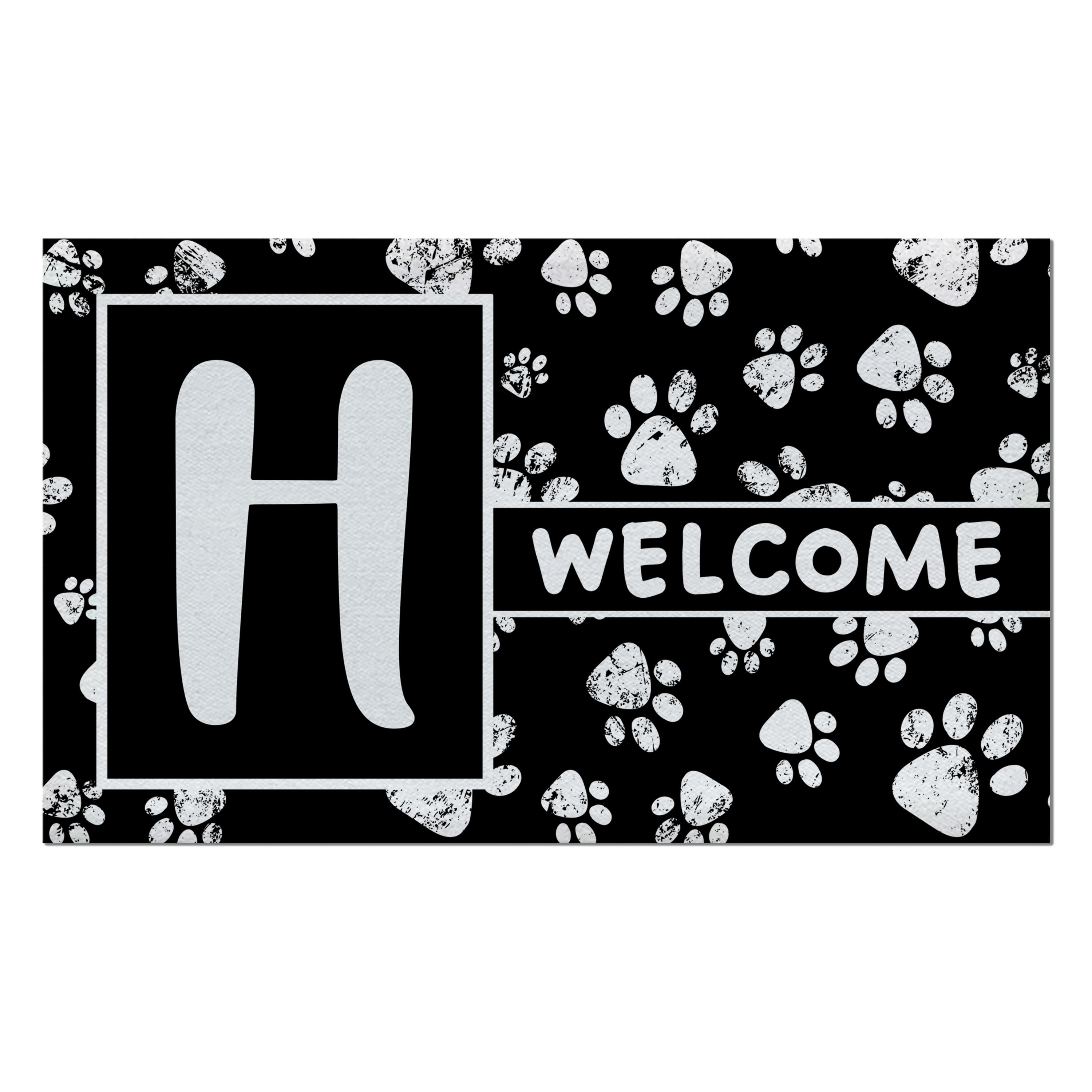 Welcome, Chalk Paws, Monogram, Welcome Mat