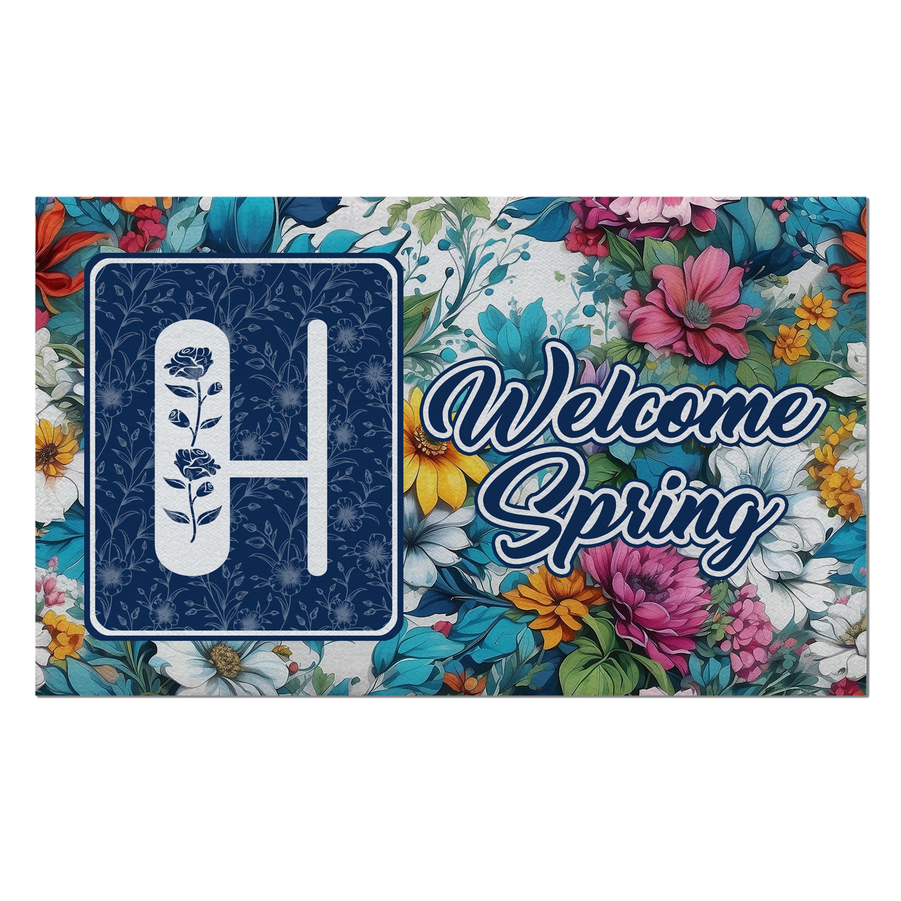 Spring, Welcome Spring,  Monogram, Welcome Mat
