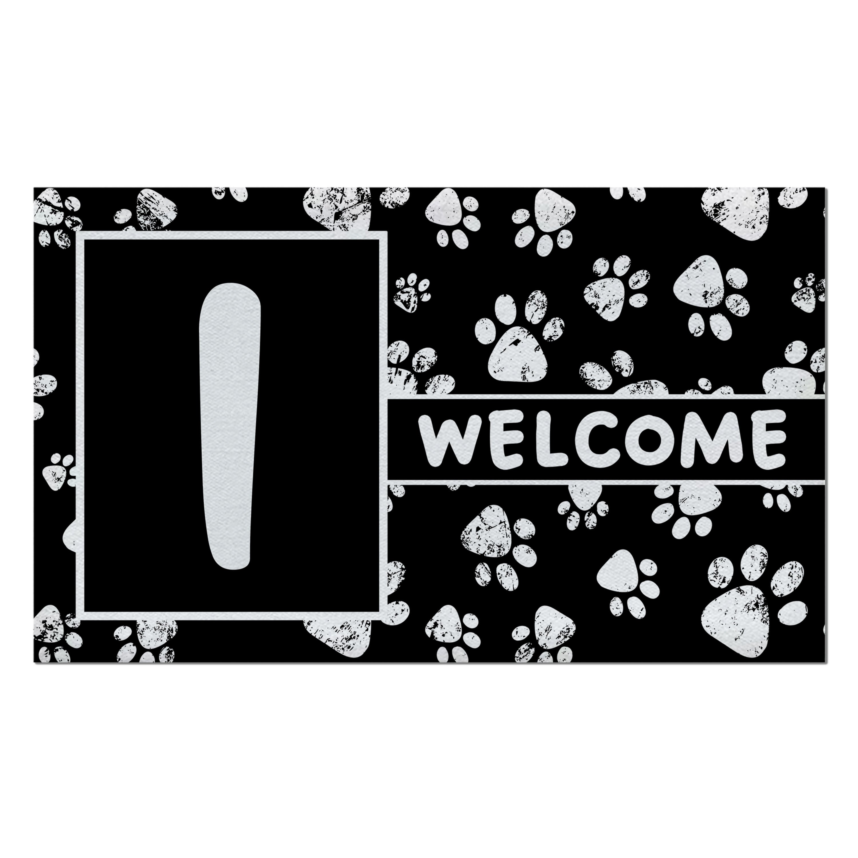 Welcome, Chalk Paws, Monogram, Welcome Mat