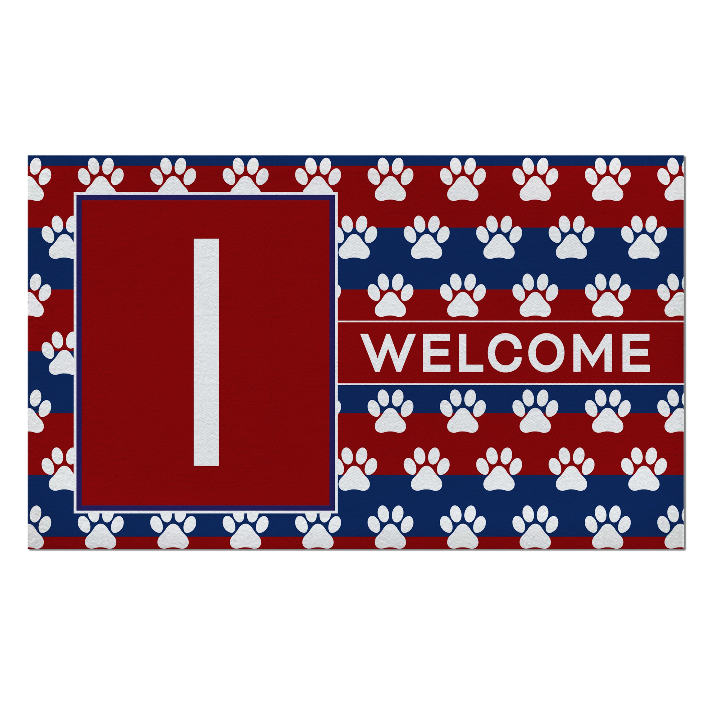 Patriotic, Paws Stripes, Monogram, Welcome Mat