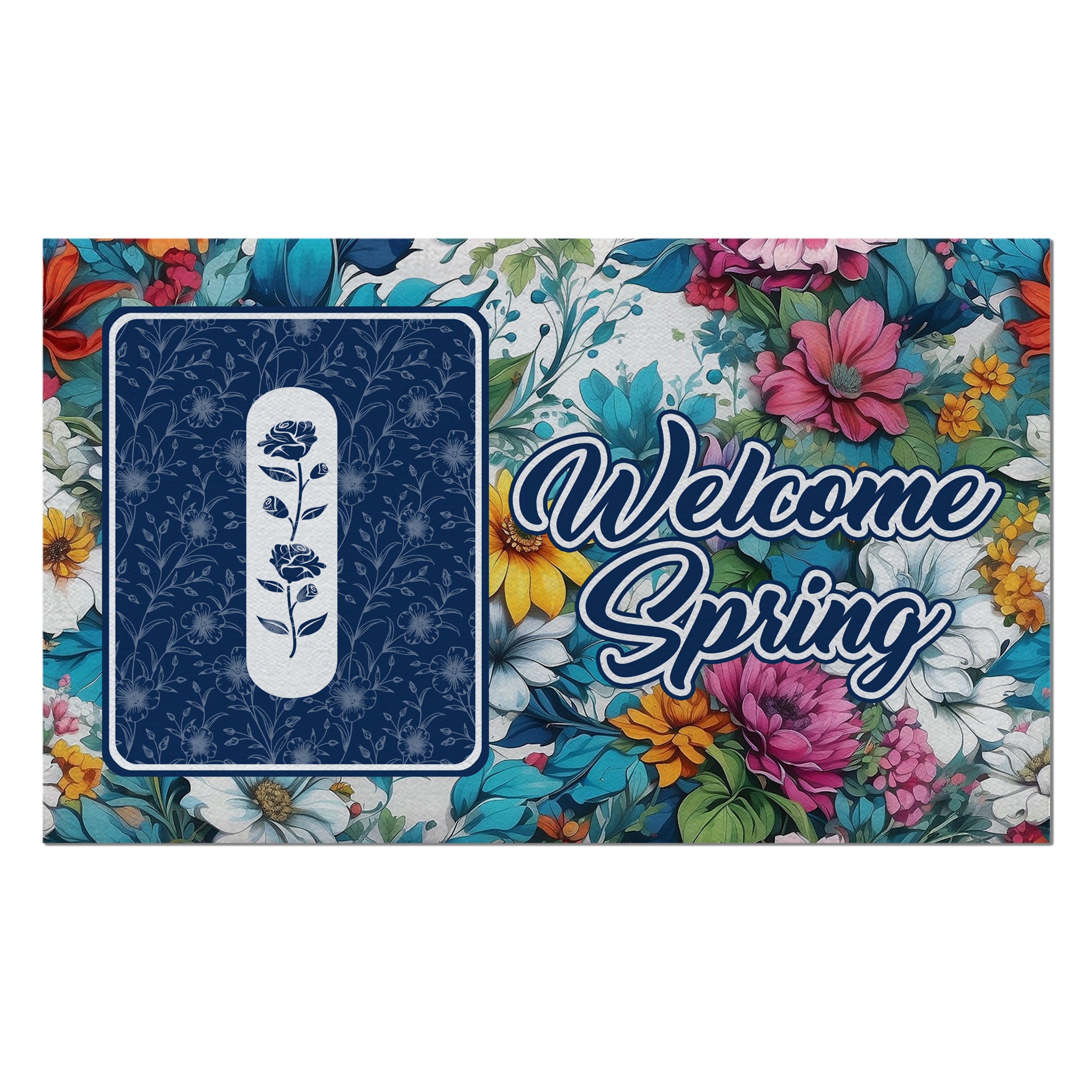 Spring, Welcome Spring,  Monogram, Welcome Mat