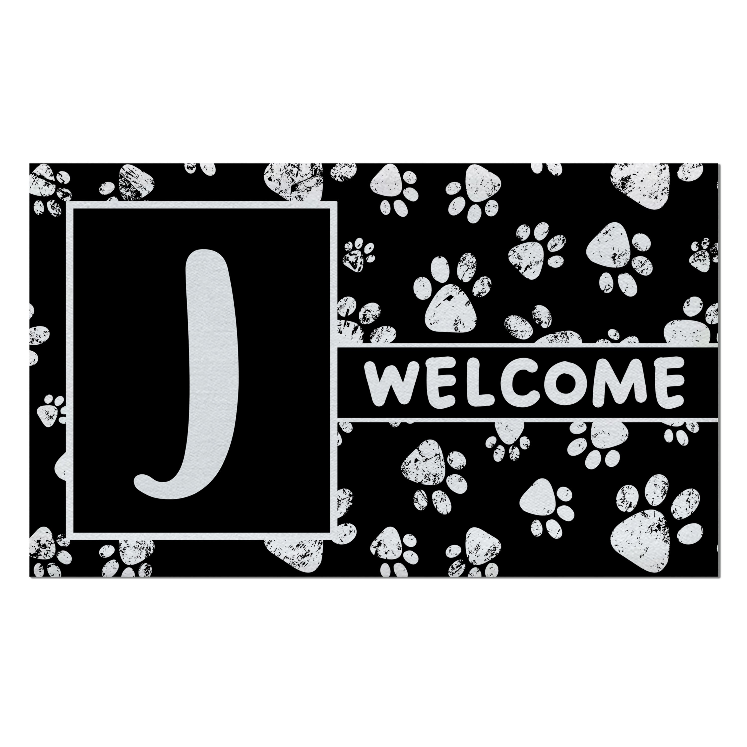 Welcome, Chalk Paws, Monogram, Welcome Mat