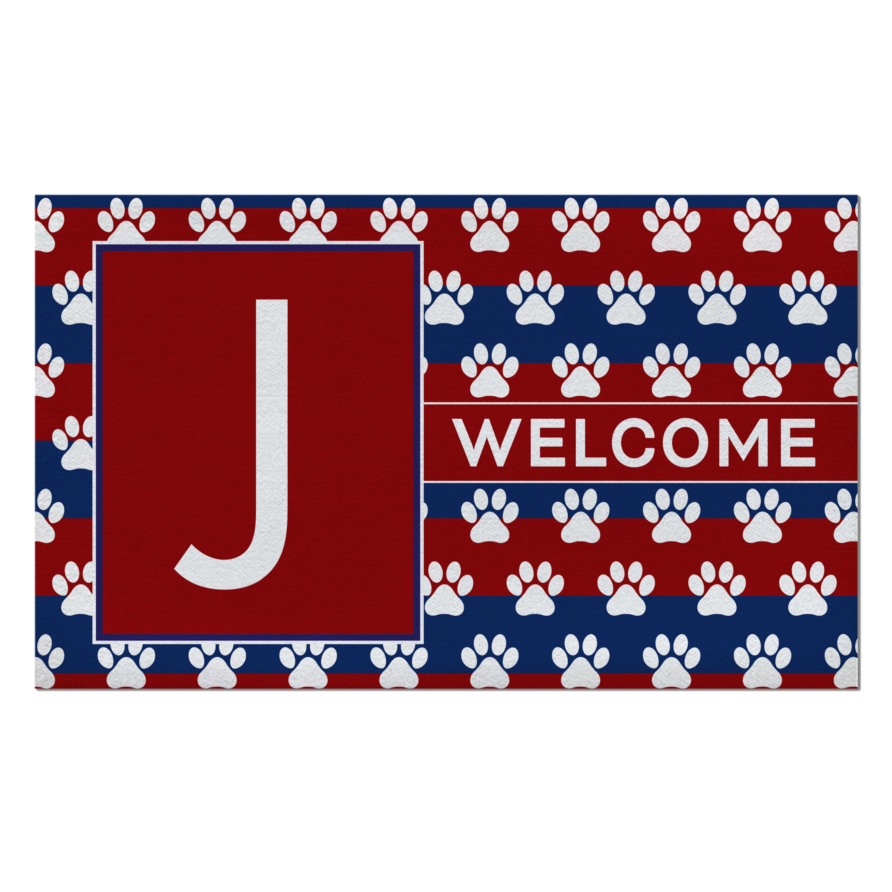 Patriotic, Paws Stripes, Monogram, Welcome Mat