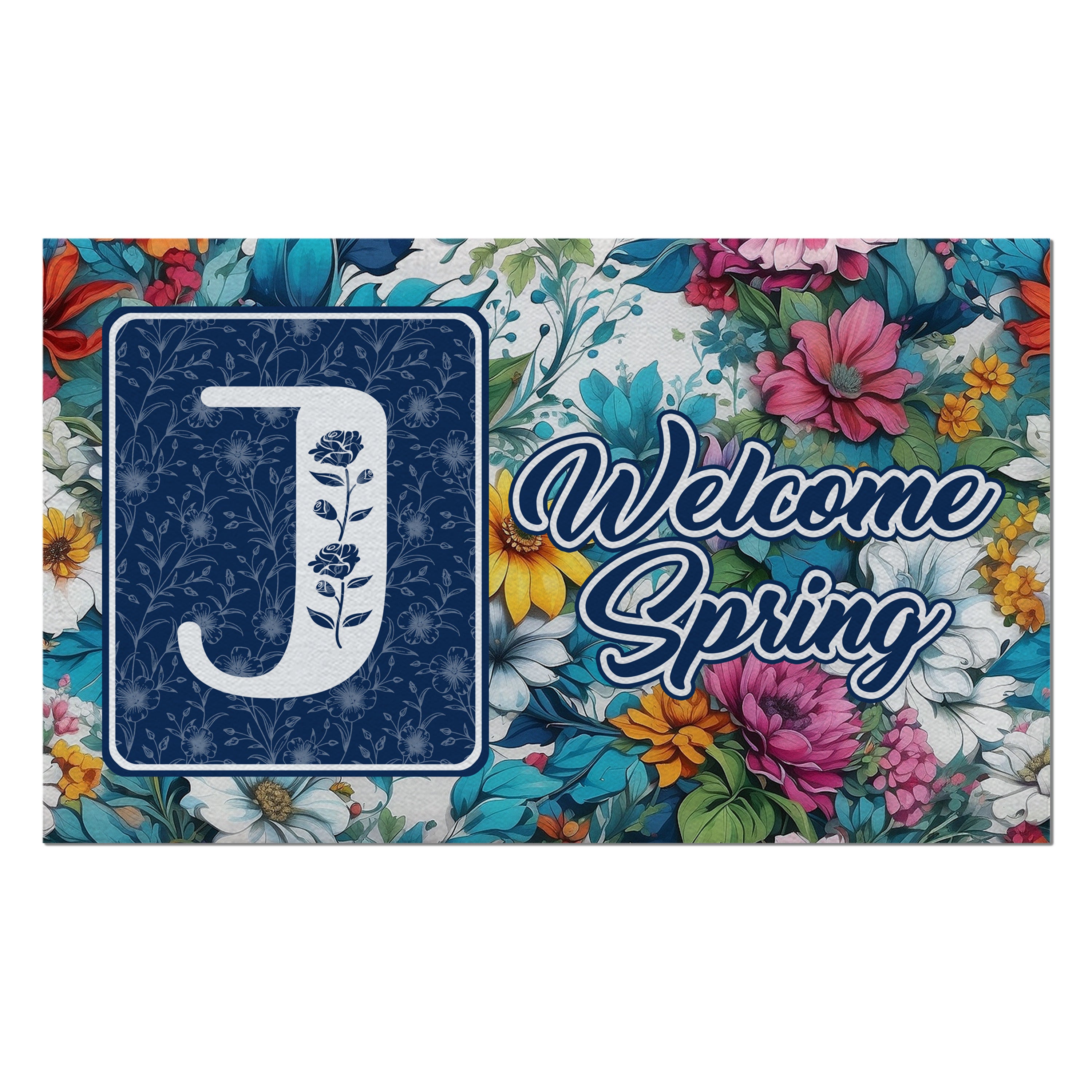 Spring, Welcome Spring,  Monogram, Welcome Mat
