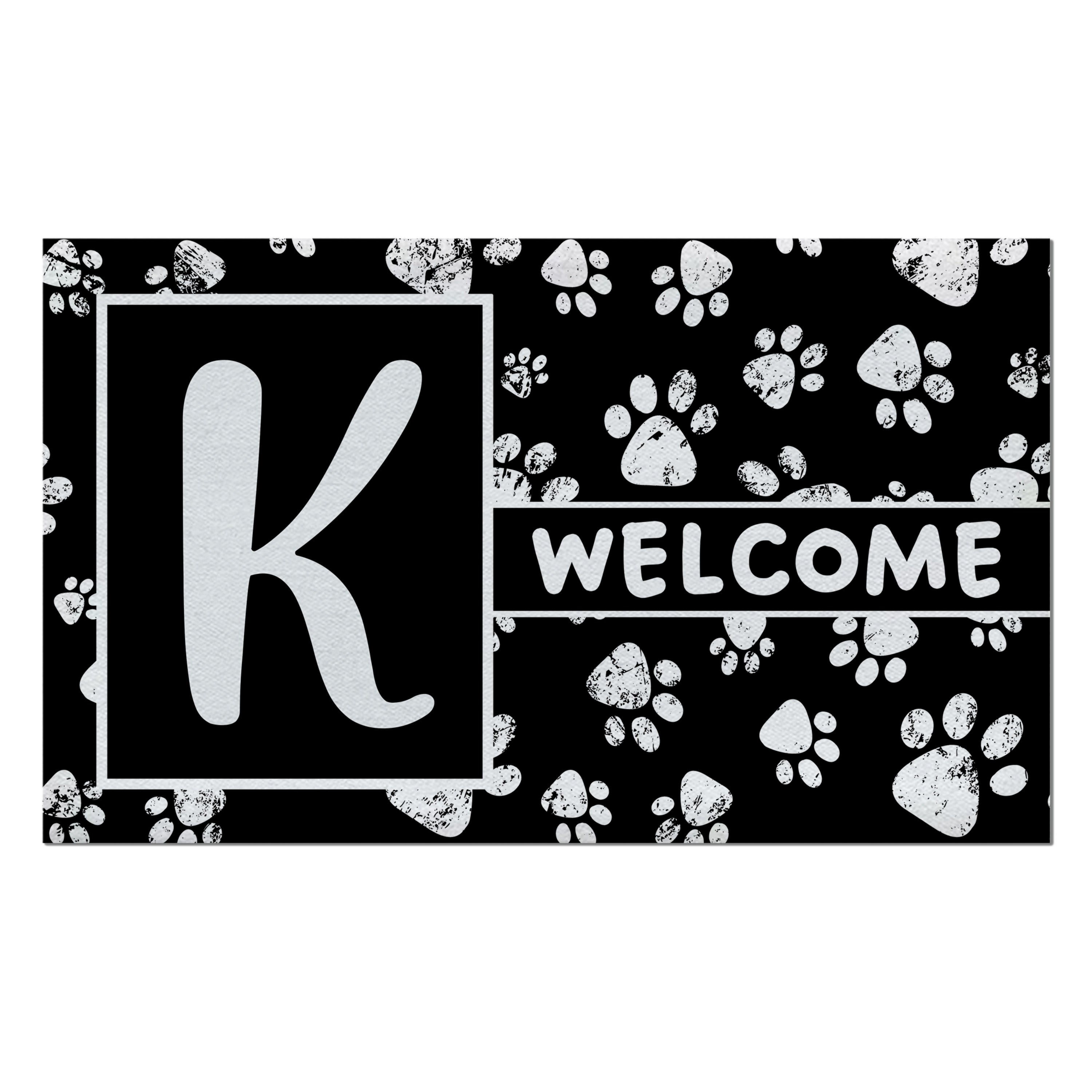 Welcome, Chalk Paws, Monogram, Welcome Mat
