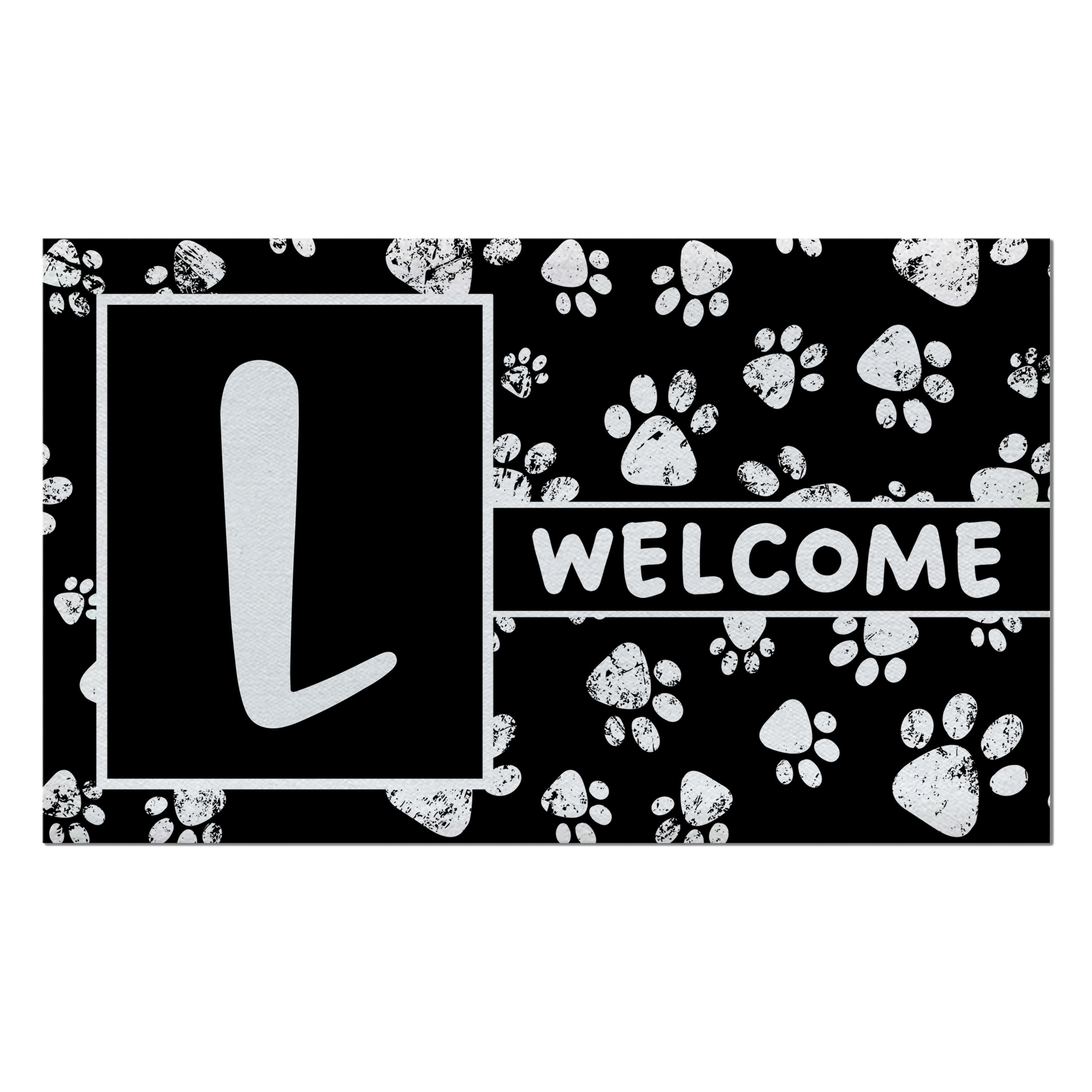 Welcome, Chalk Paws, Monogram, Welcome Mat