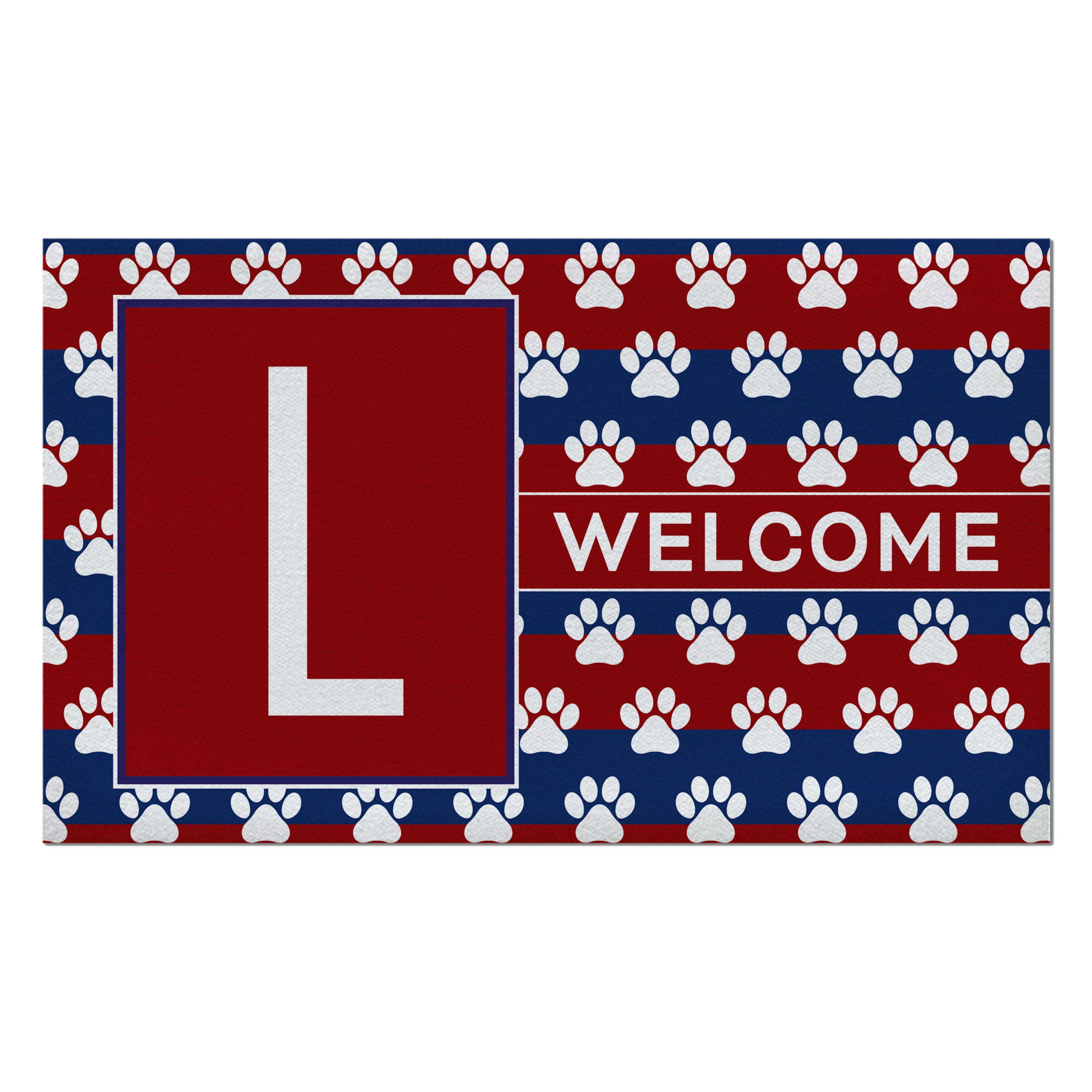 Patriotic, Paws Stripes, Monogram, Welcome Mat