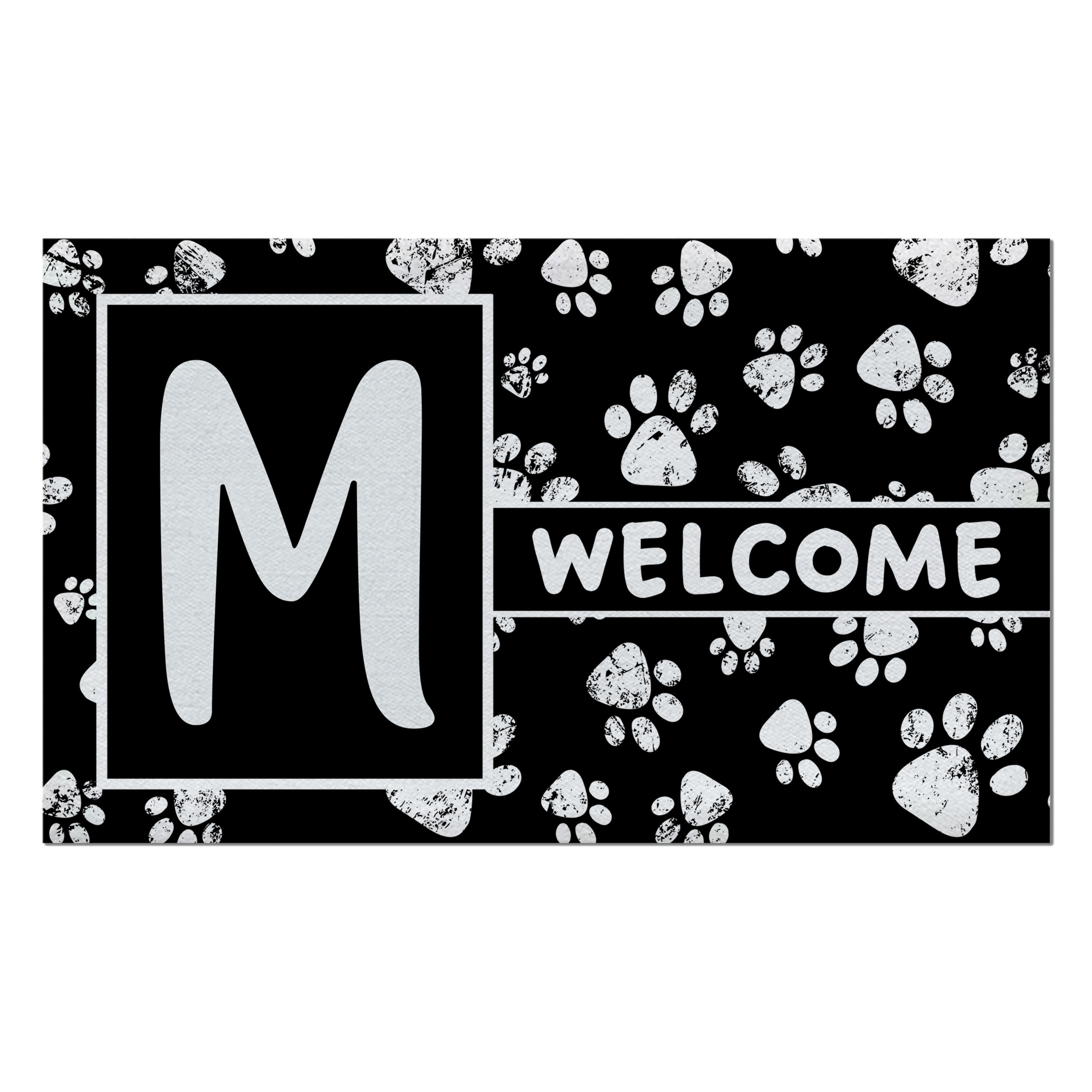 Welcome, Chalk Paws, Monogram, Welcome Mat