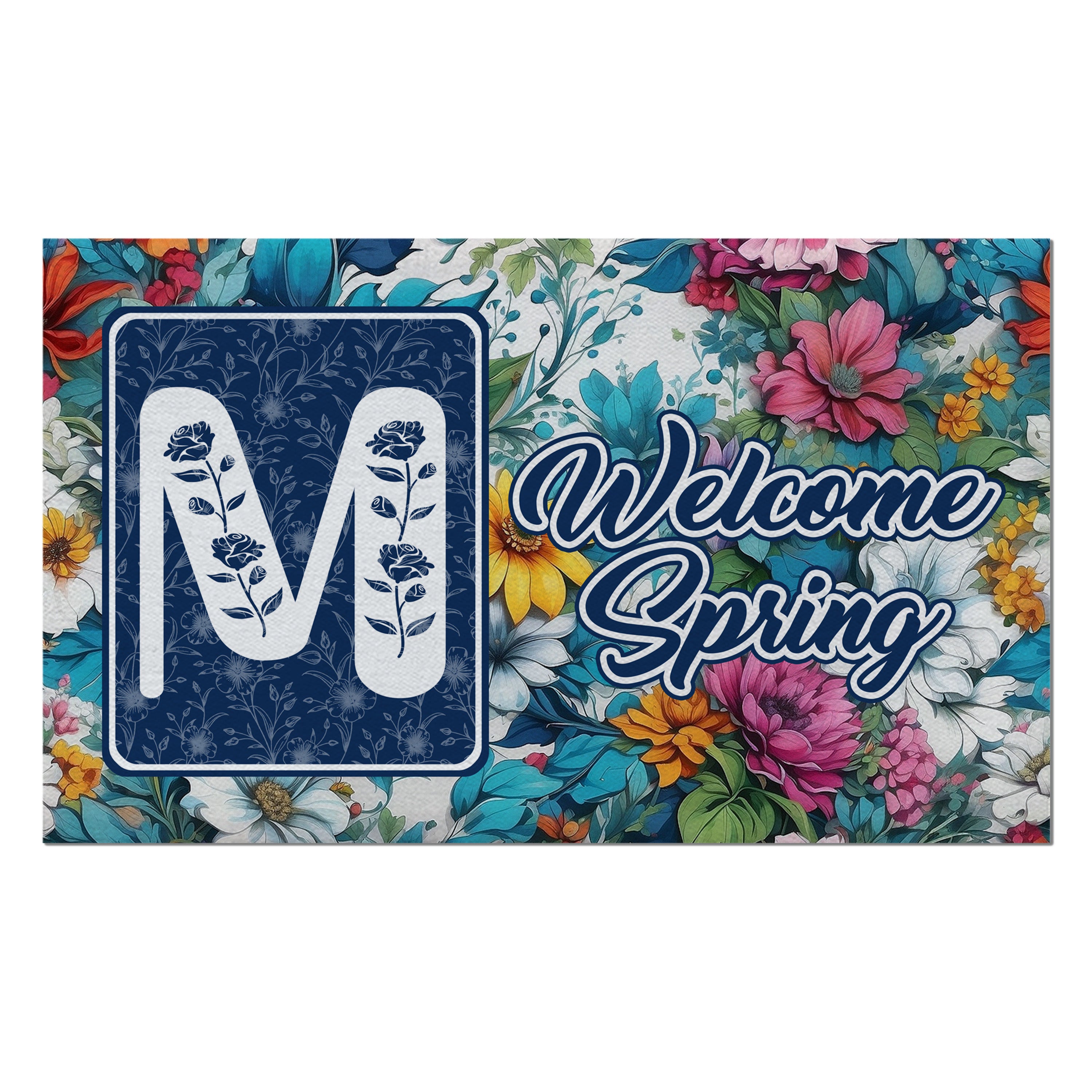 Spring, Welcome Spring,  Monogram, Welcome Mat
