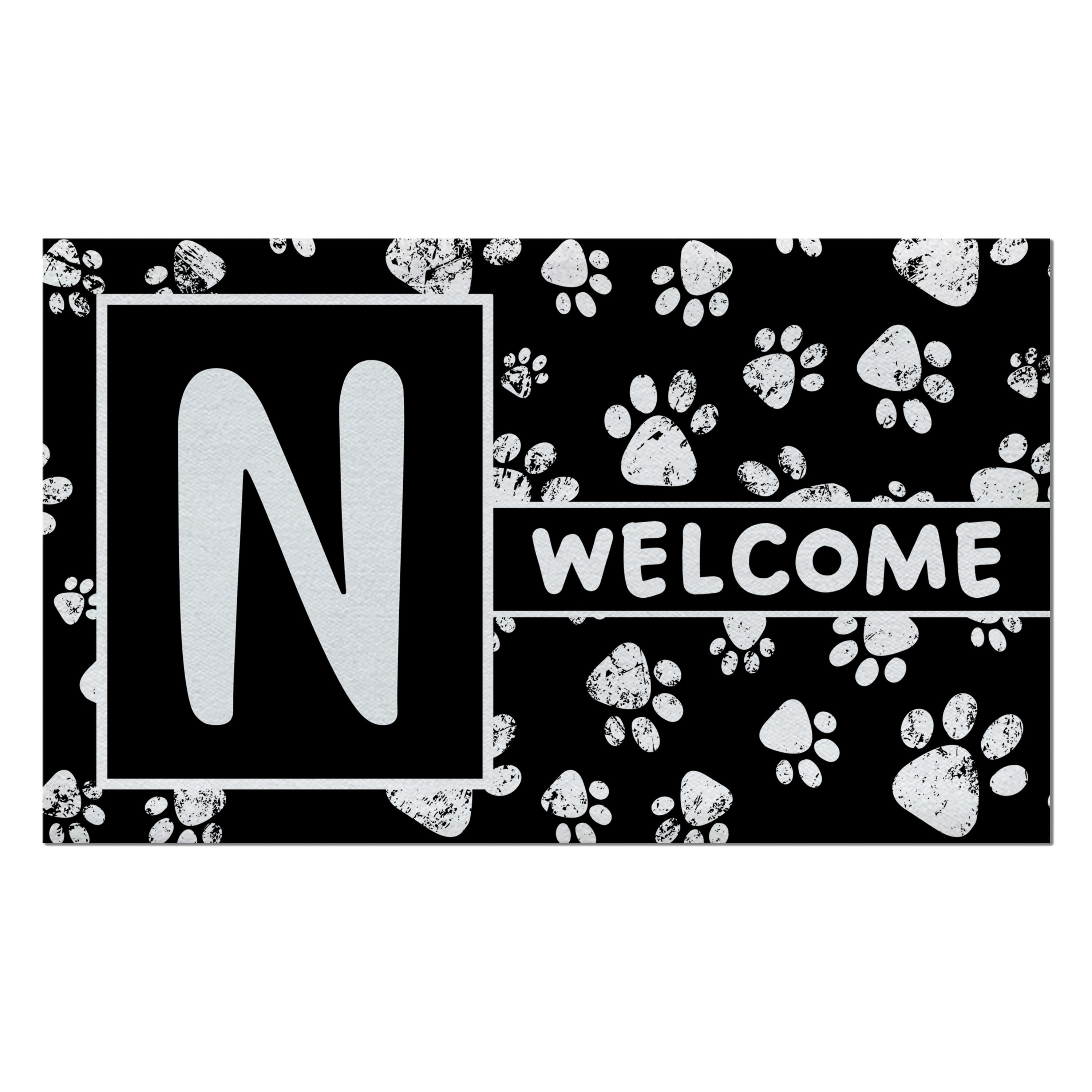 Welcome, Chalk Paws, Monogram, Welcome Mat