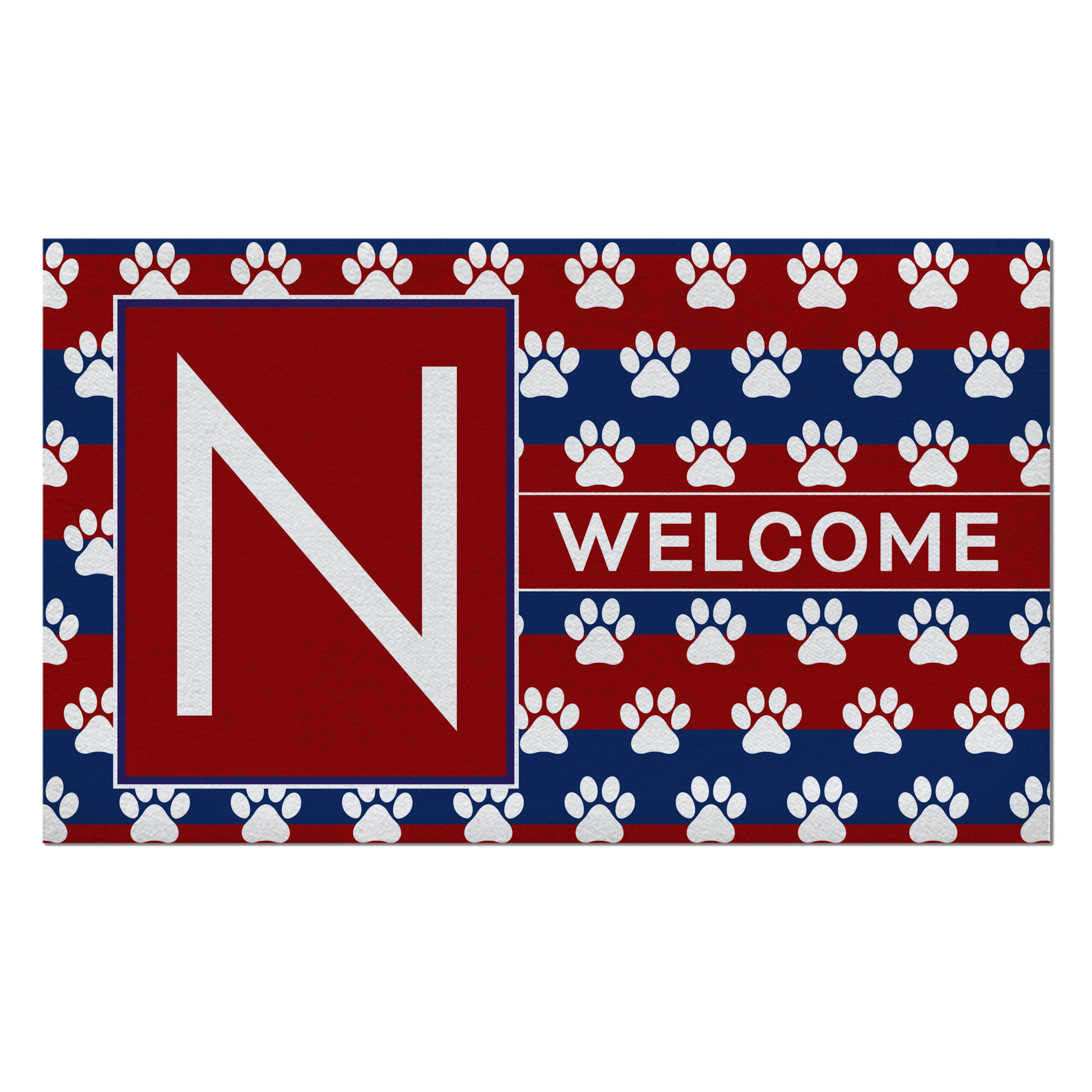Patriotic, Paws Stripes, Monogram, Welcome Mat