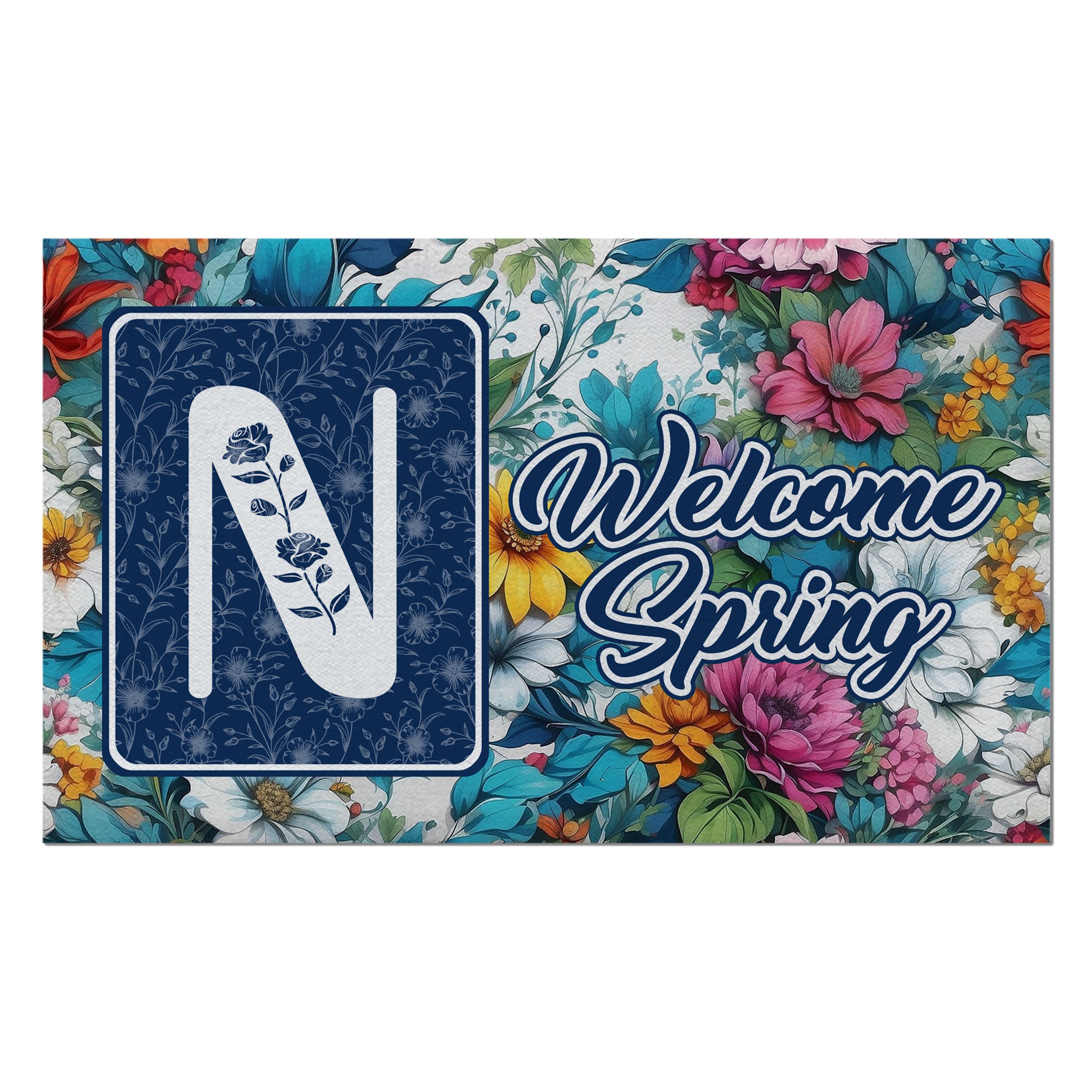 Spring, Welcome Spring,  Monogram, Welcome Mat