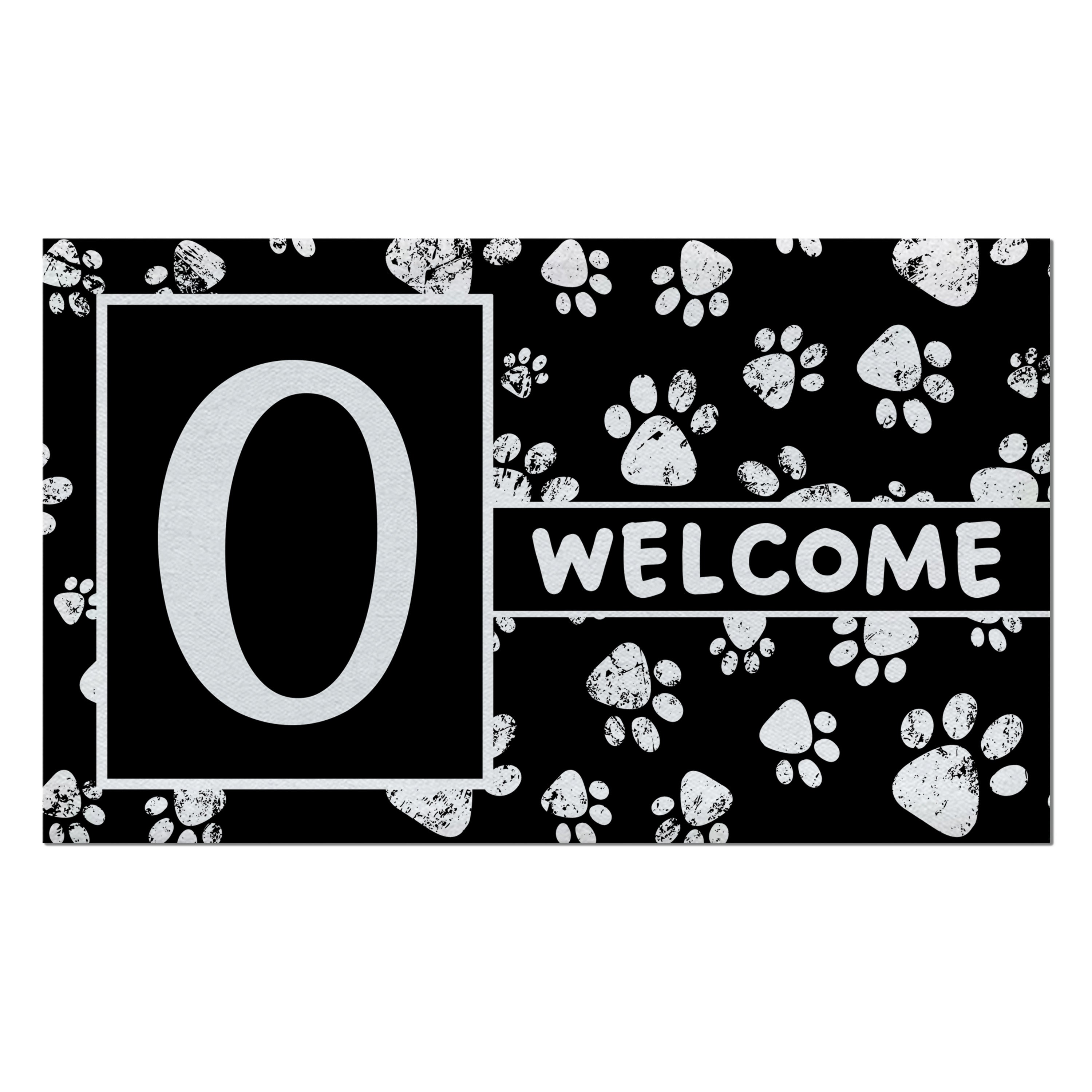 Welcome, Chalk Paws, Monogram, Welcome Mat
