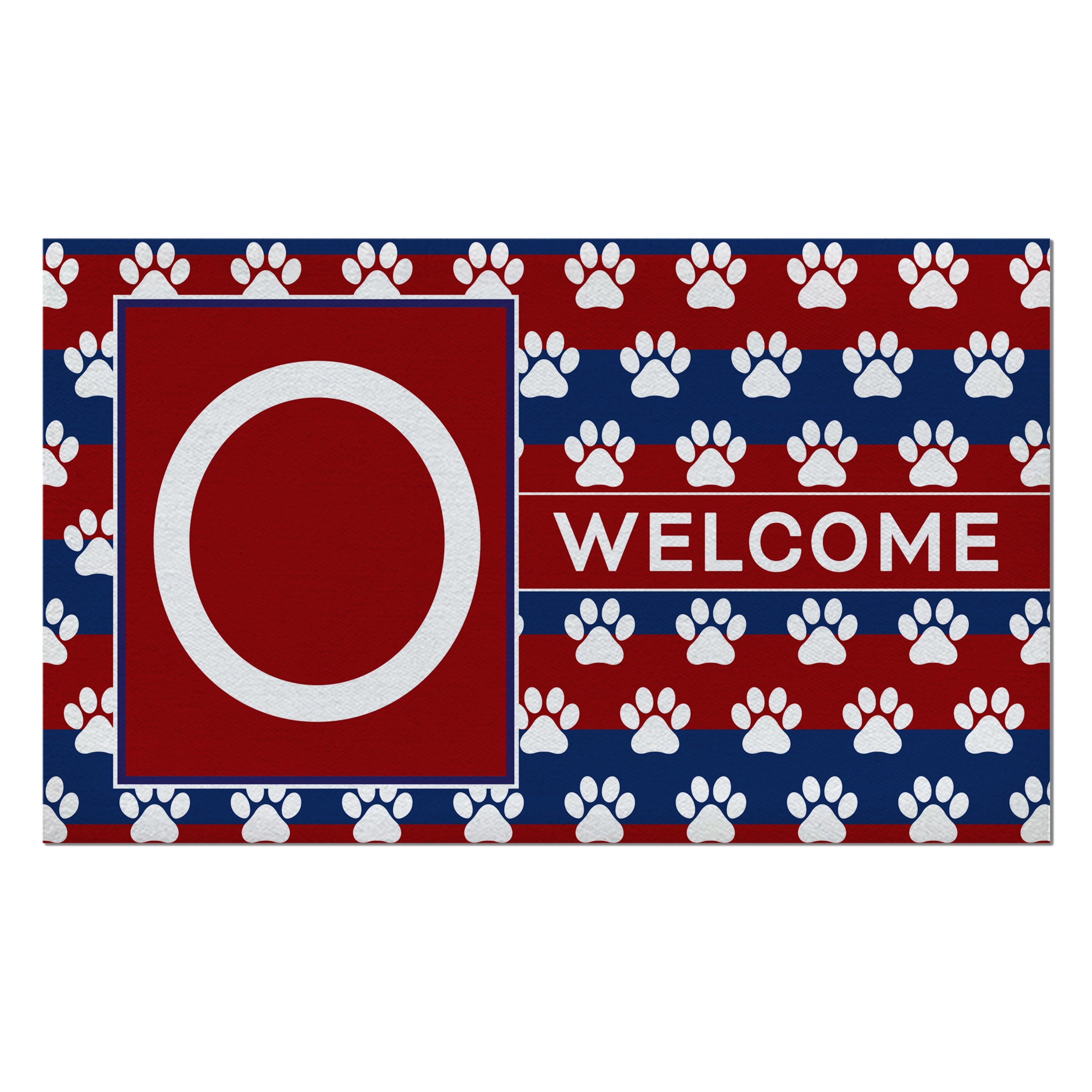 Patriotic, Paws Stripes, Monogram, Welcome Mat