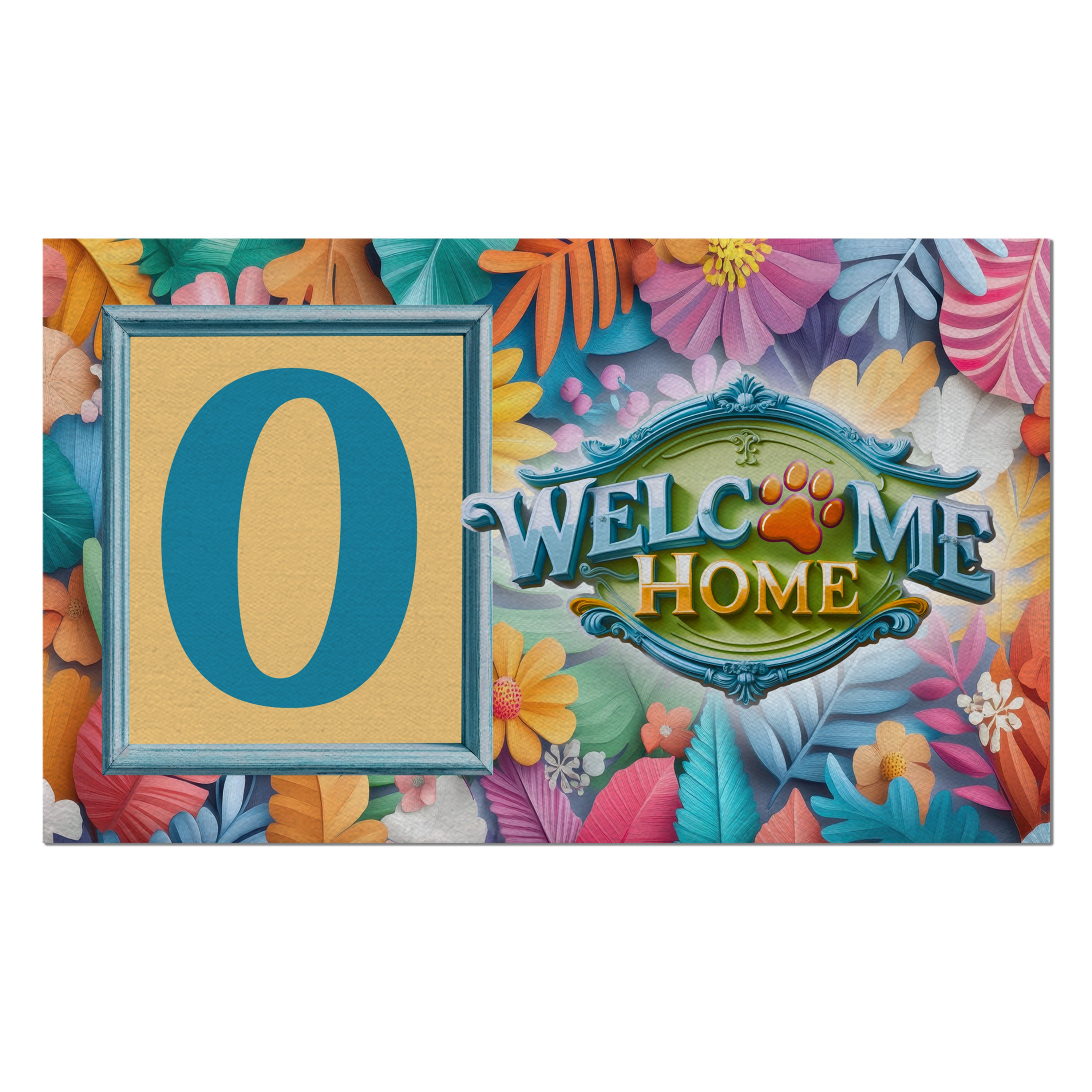 Welcome, Welcome Home Floral, Monogram, Welcome Mat