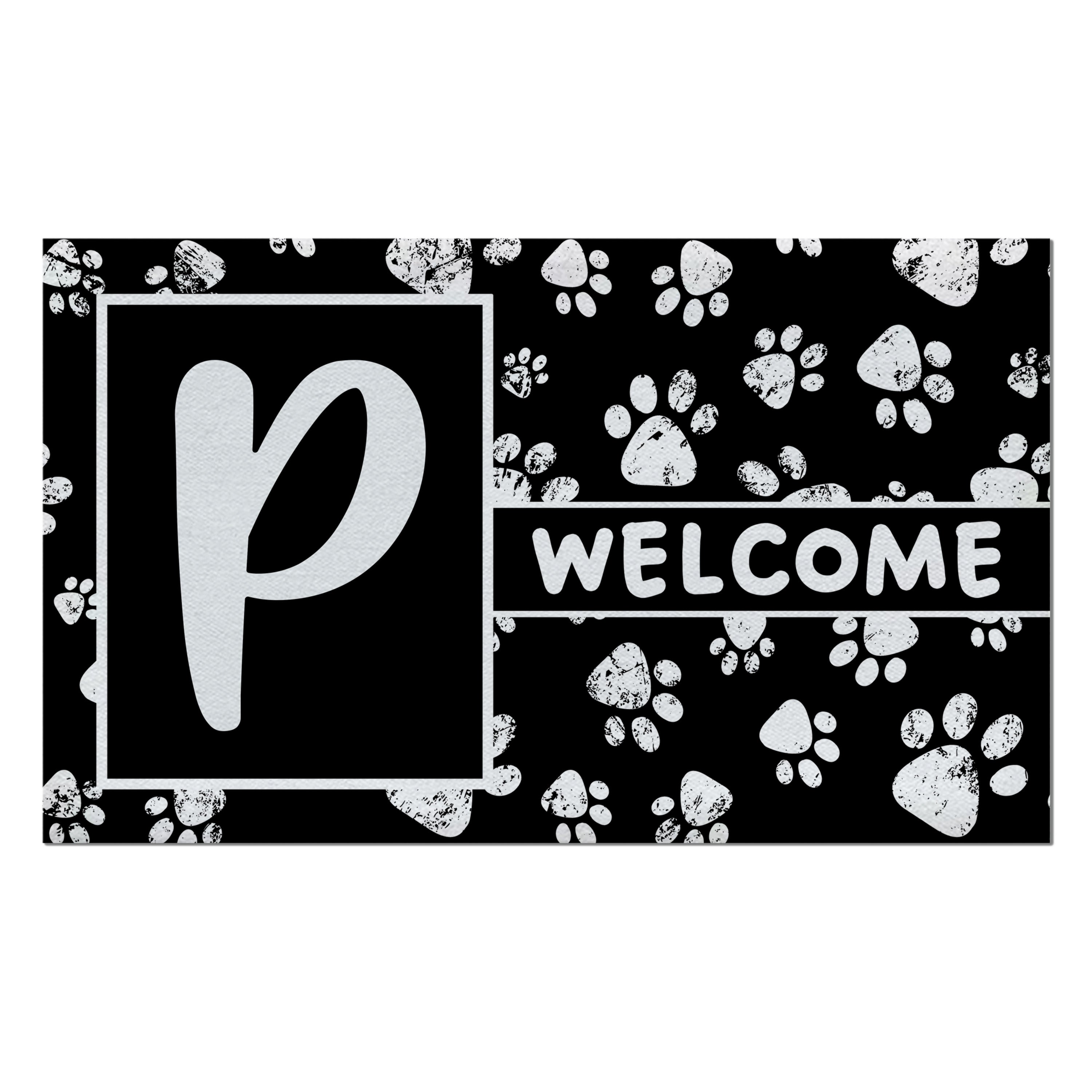 Welcome, Chalk Paws, Monogram, Welcome Mat